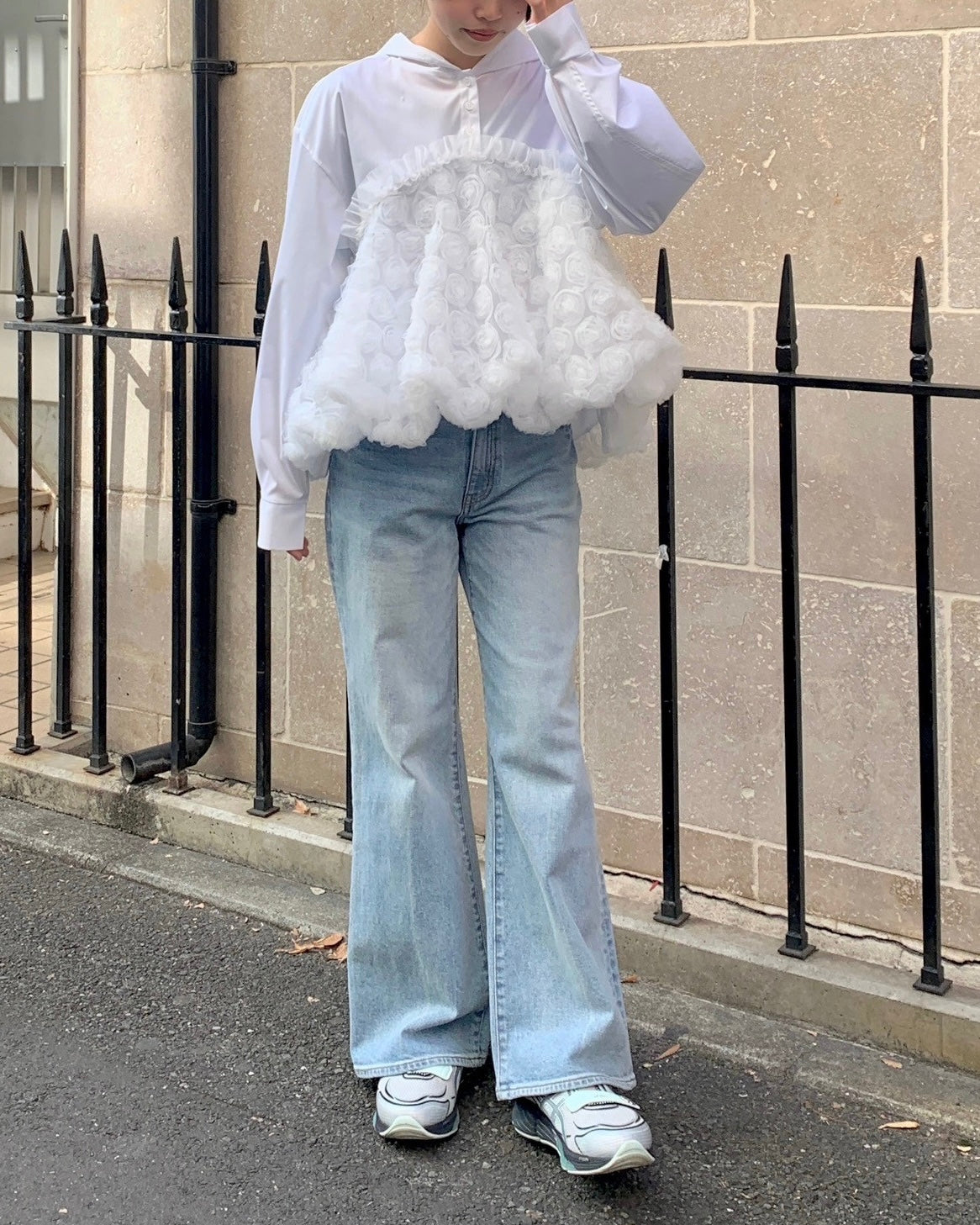 Semi-flare denim pants