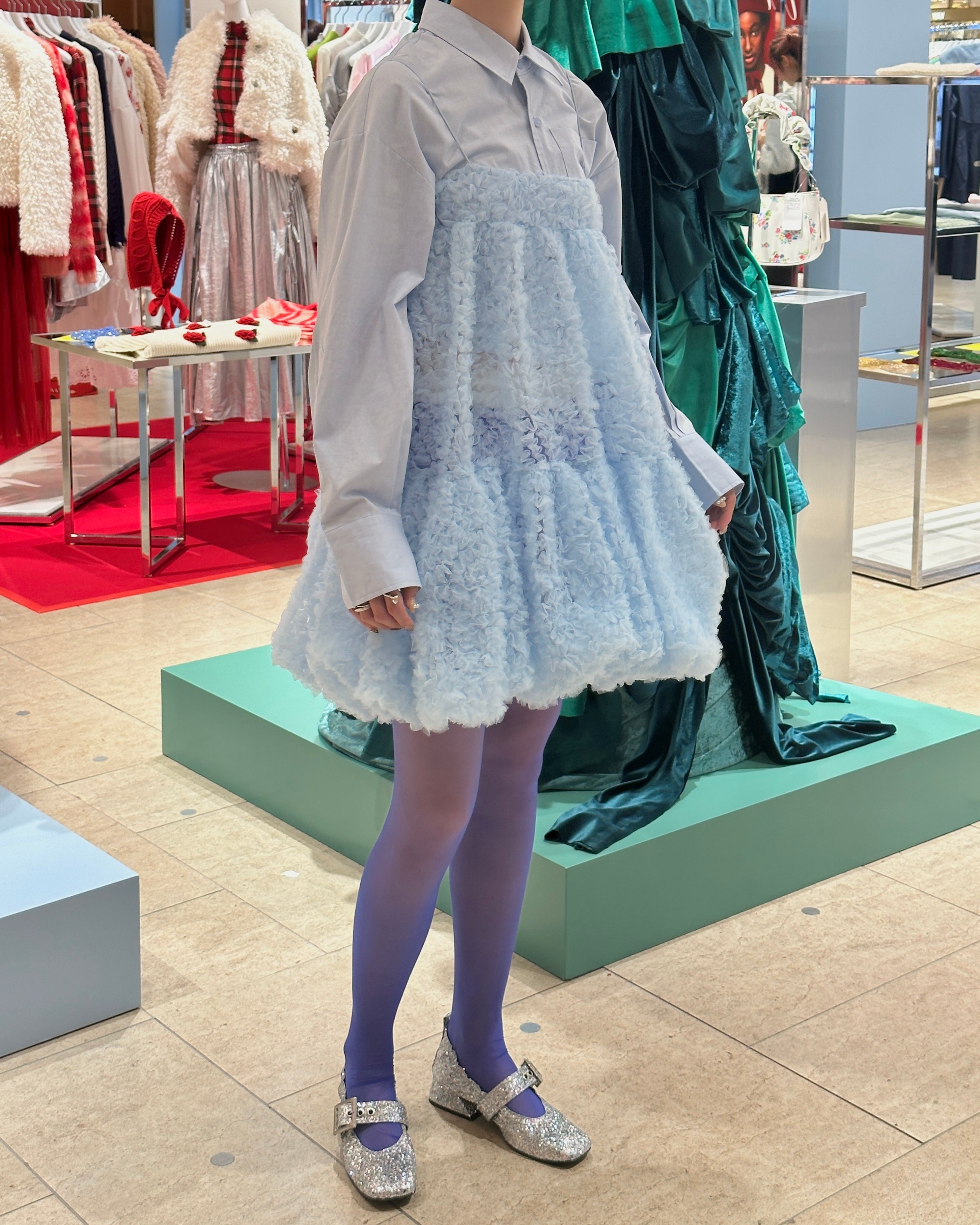 Tulle balloon tunic (light blue)
