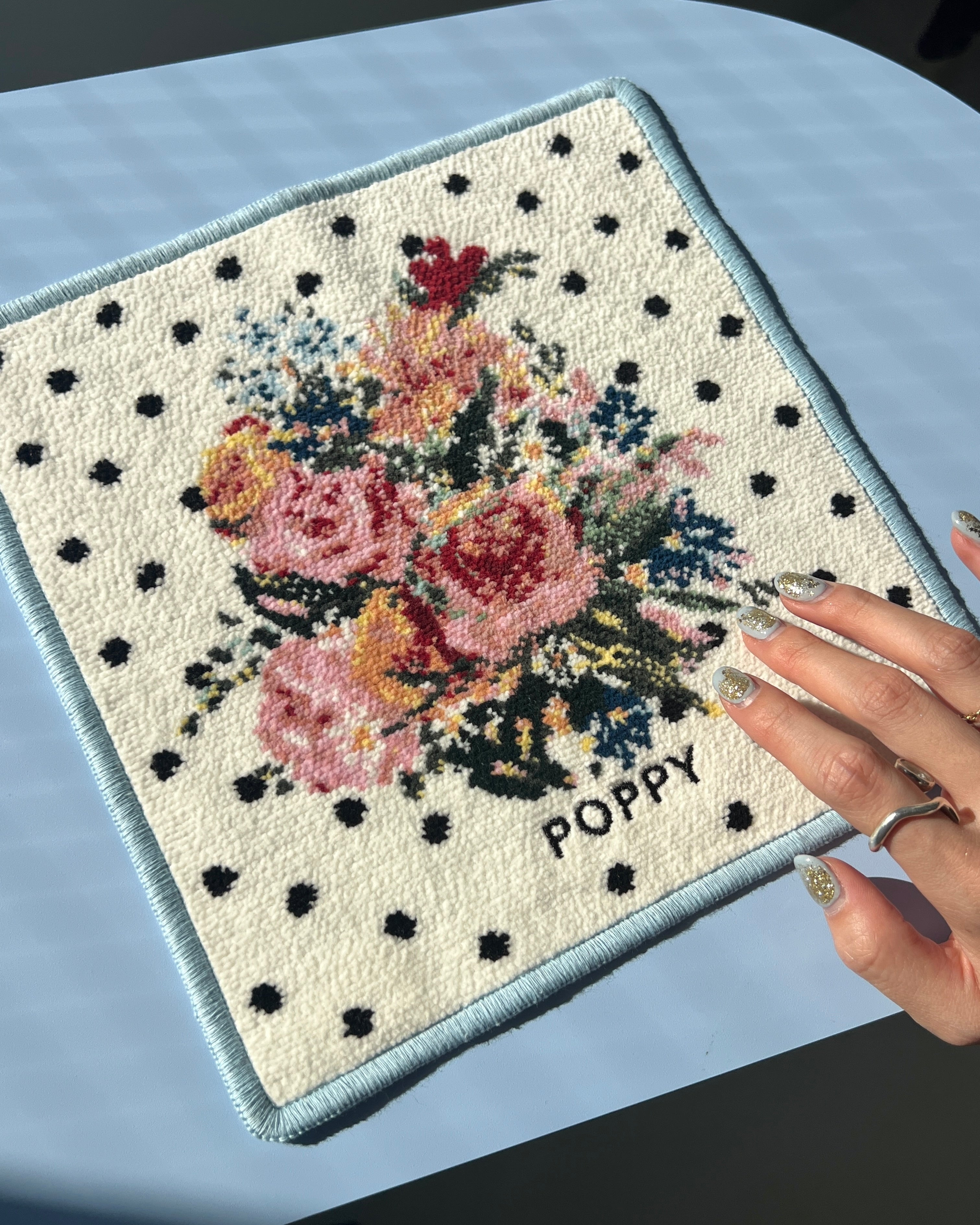 Flower dot chenille handkerchief