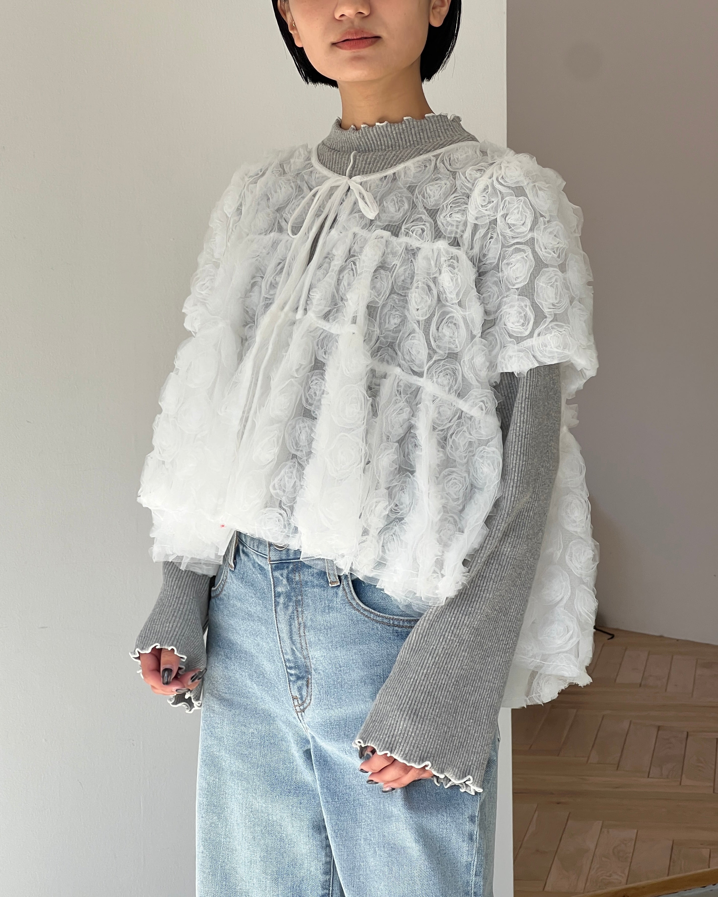 Flower tulle tiered bolero