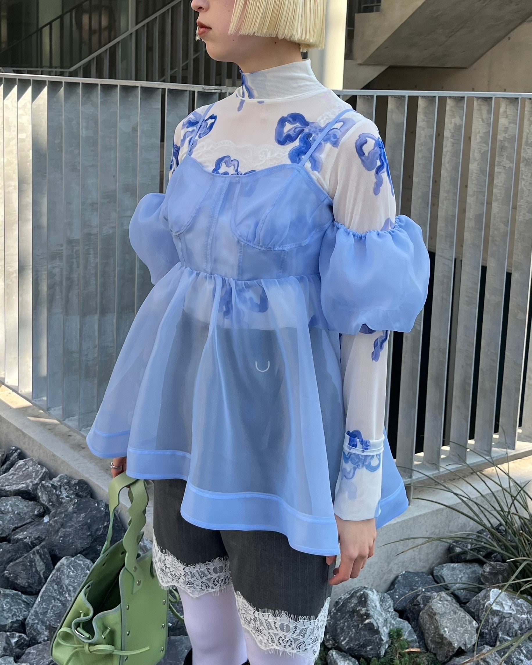 Organdy off-shoulder cami tunic