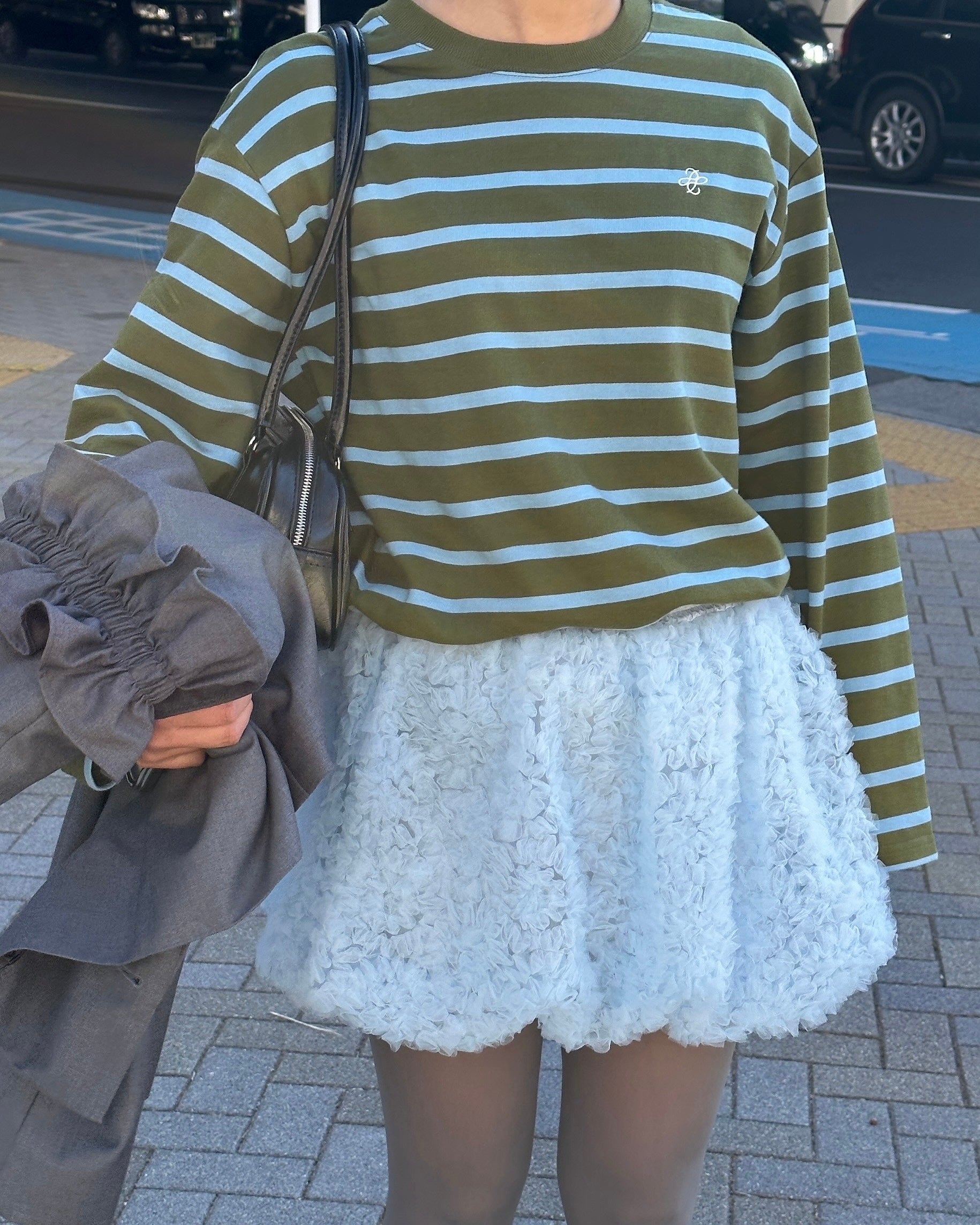 Border long t-shirt (green/sky blue)