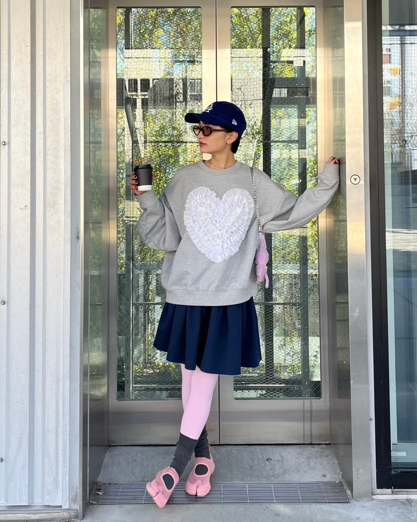 まあし！！POPPY ハートチュールスウェット グレー Heart tulle sweatshirt