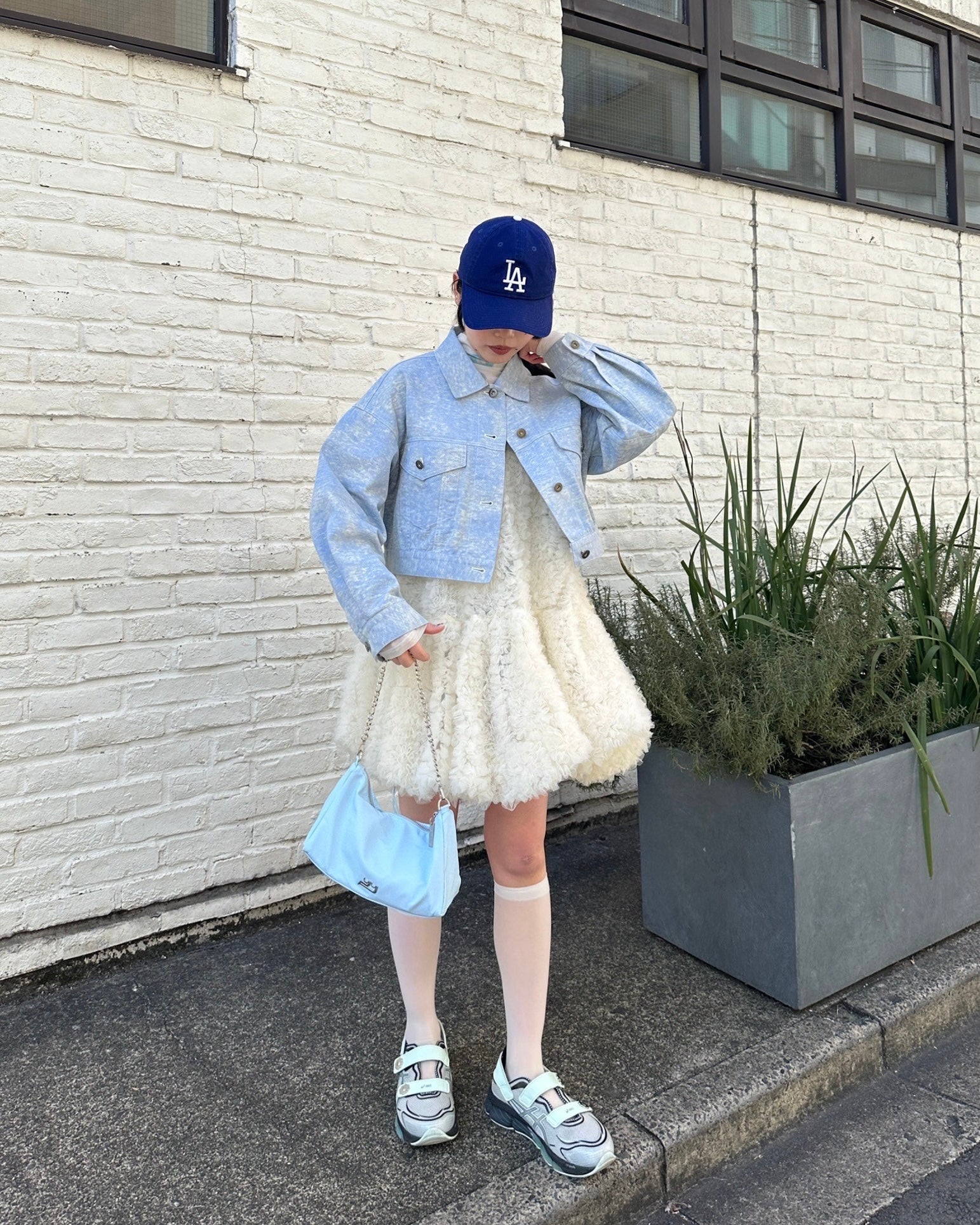 ワンピース poppy TULLE BALLOON TUNIC (LIGHT BLUE) Tulle balloon tunic (light blue)