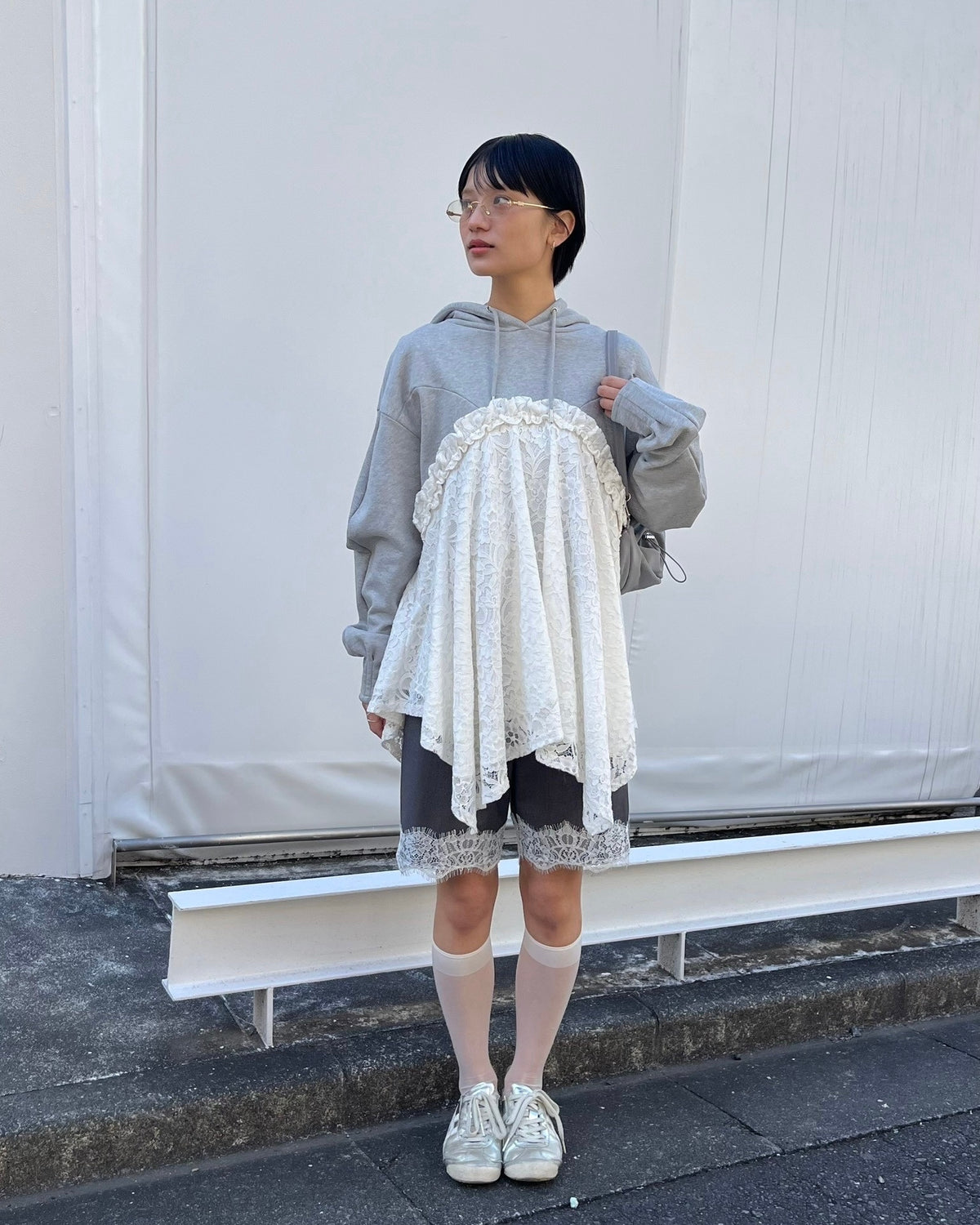 Lace docking hoodie (Gray)
