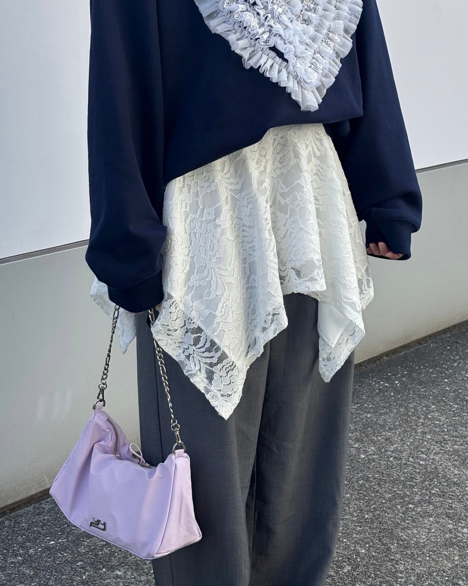 Lace draped wrap skirt