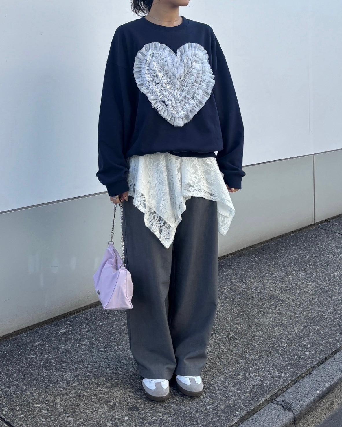 Lace draped wrap skirt