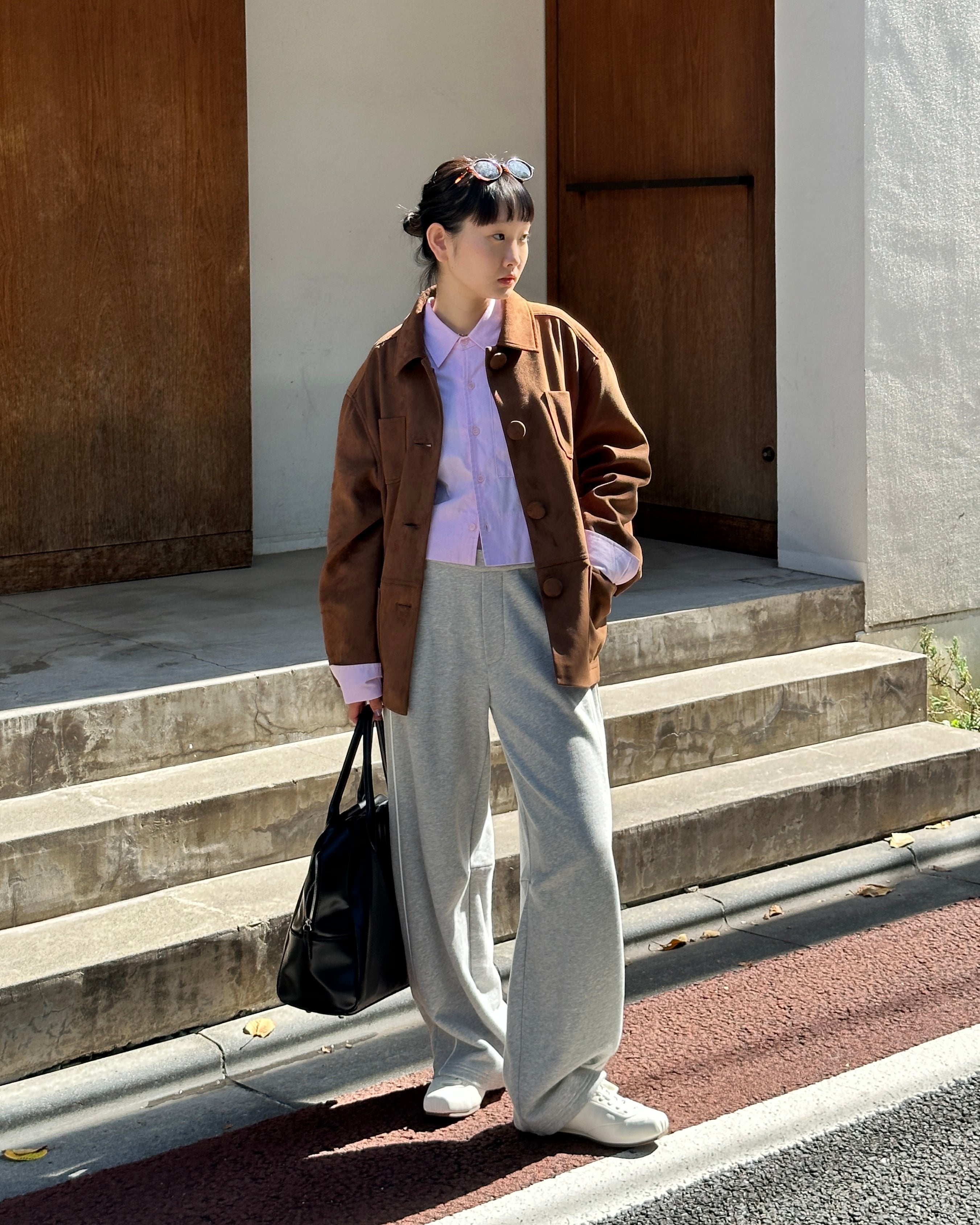 ジャケット・アウター Poppy Suede-like cocoon jacket