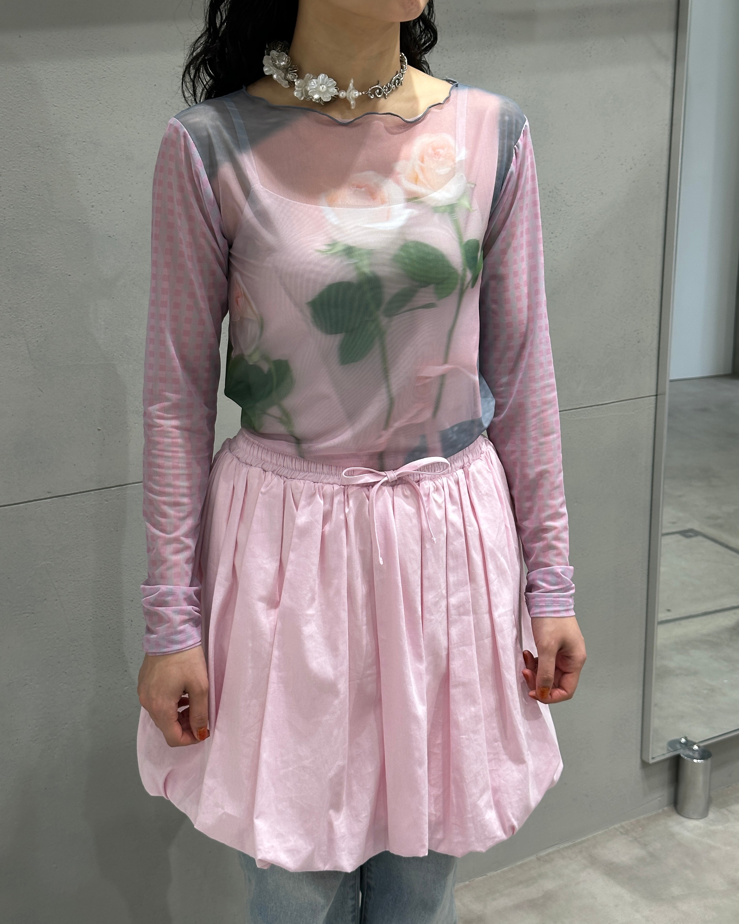 Photo ROSES Pink see-through tops (round neck)