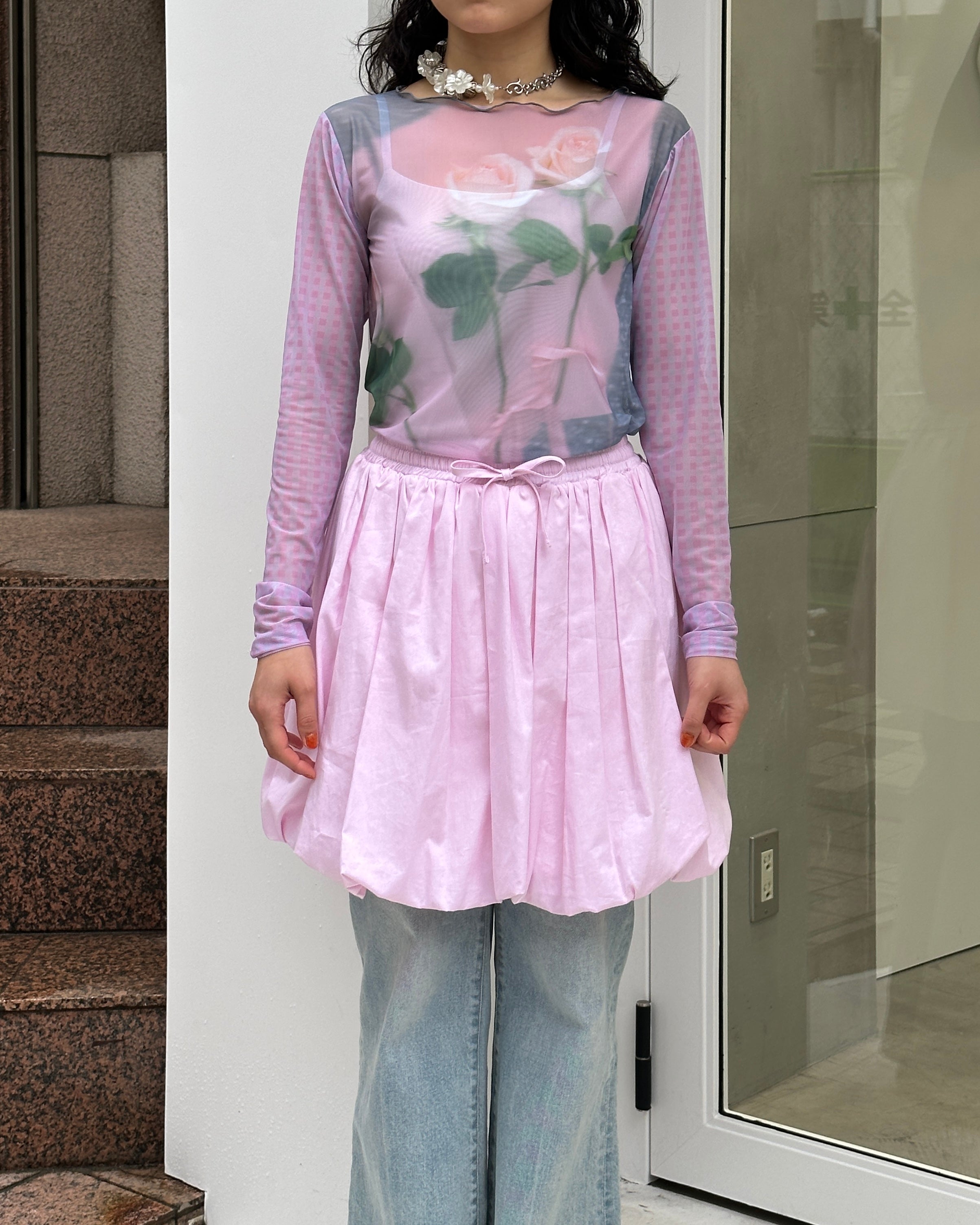 Photo ROSES Pink see-through tops (round neck)