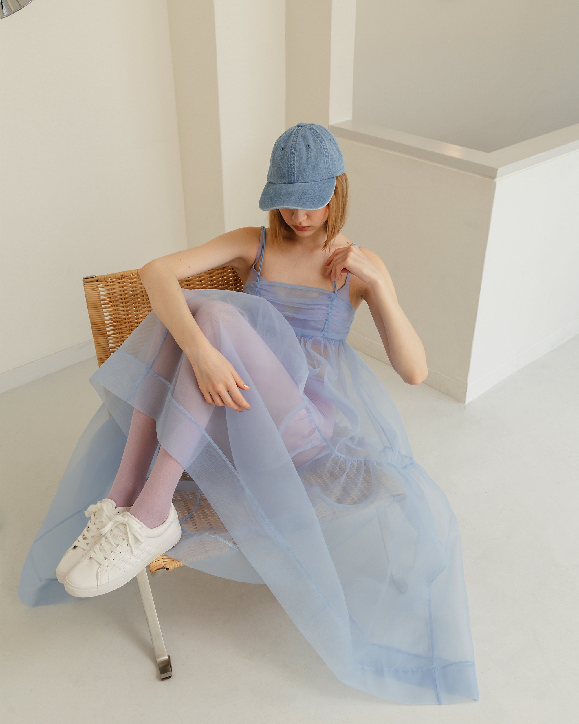 organdy tiered cami dress (baby blue)