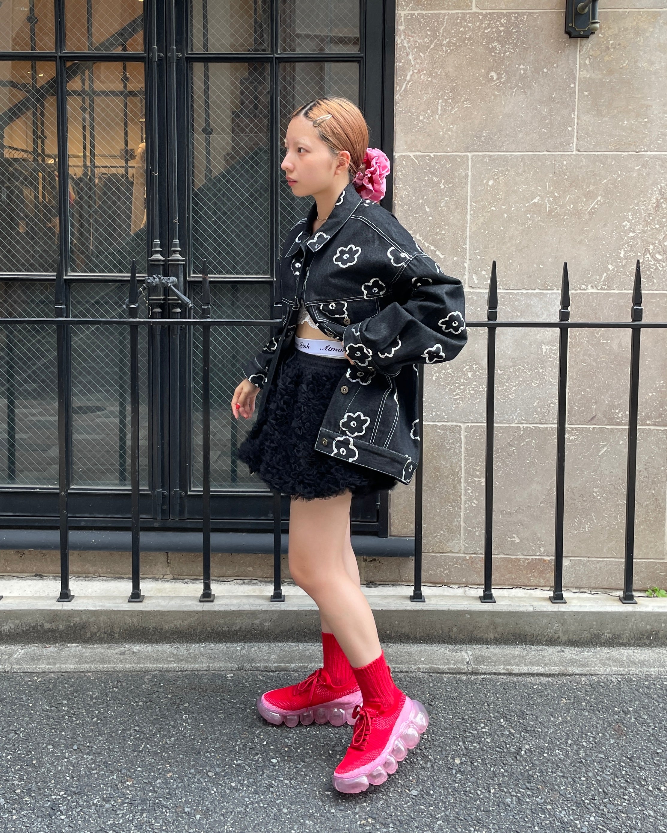 Silver flower denim jacket