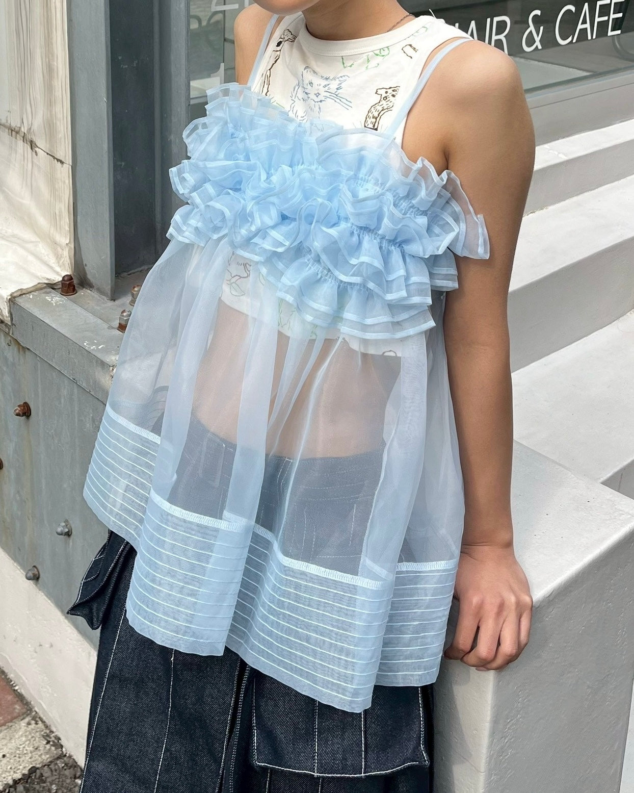 Wave gathered peplum bustier (blue)