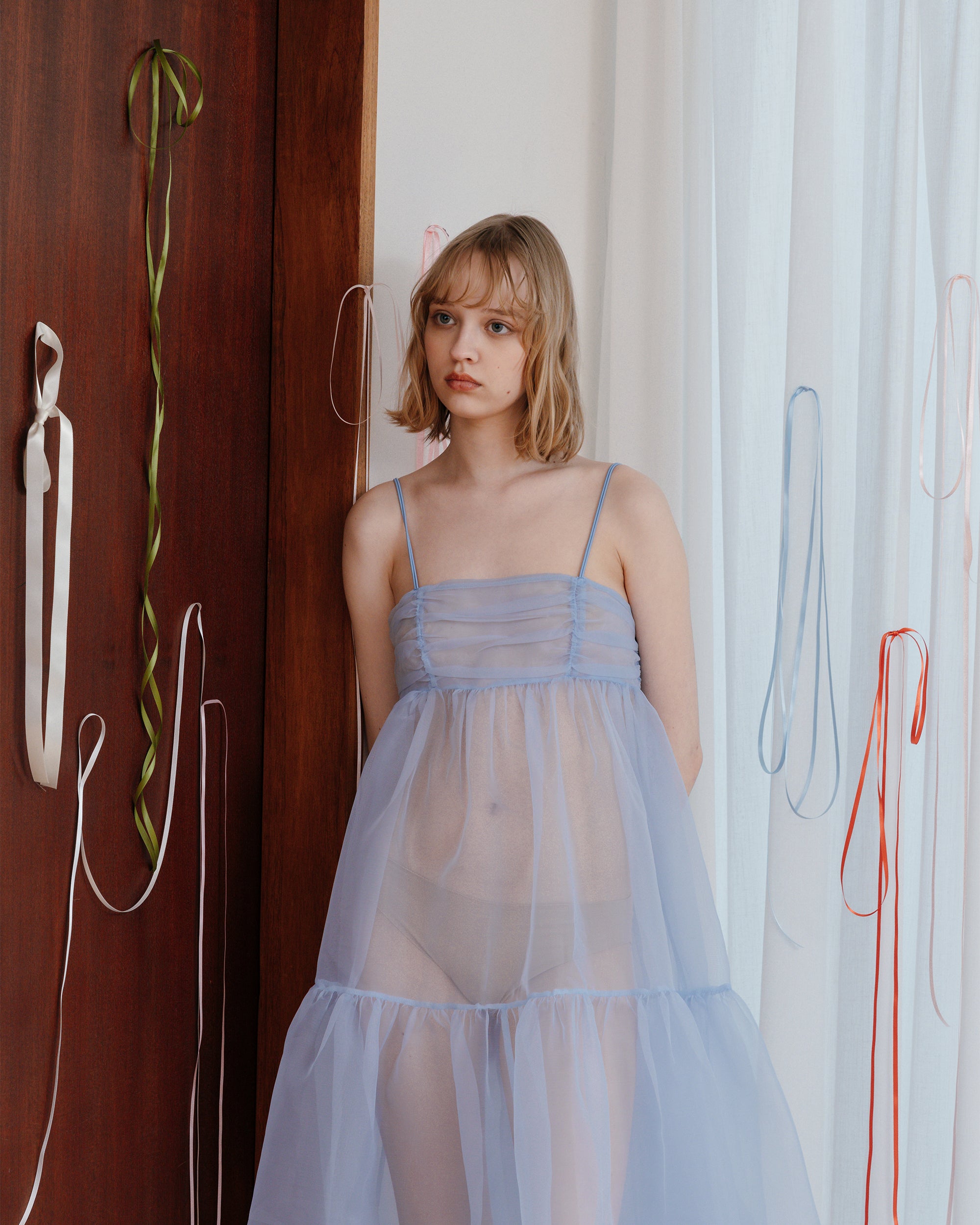 organdy tiered cami dress (baby blue)