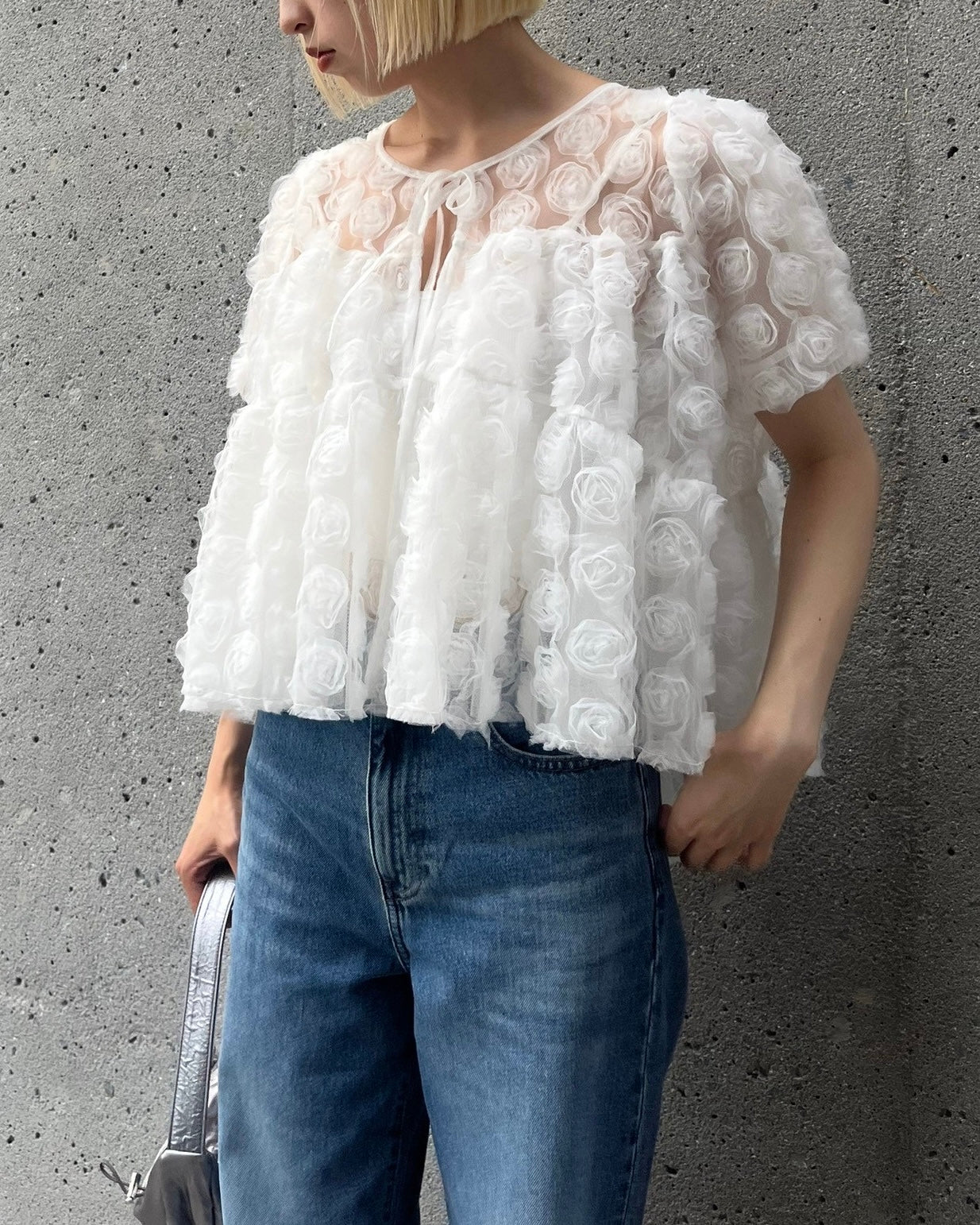 Flower tulle tiered bolero