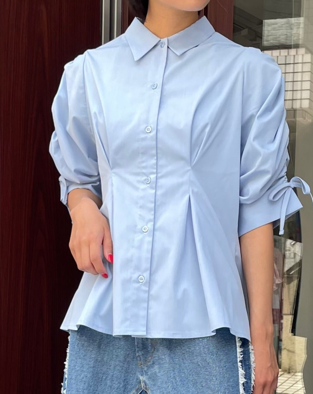 CANDY PUFF SLEEVE SHIRT（BLUE）