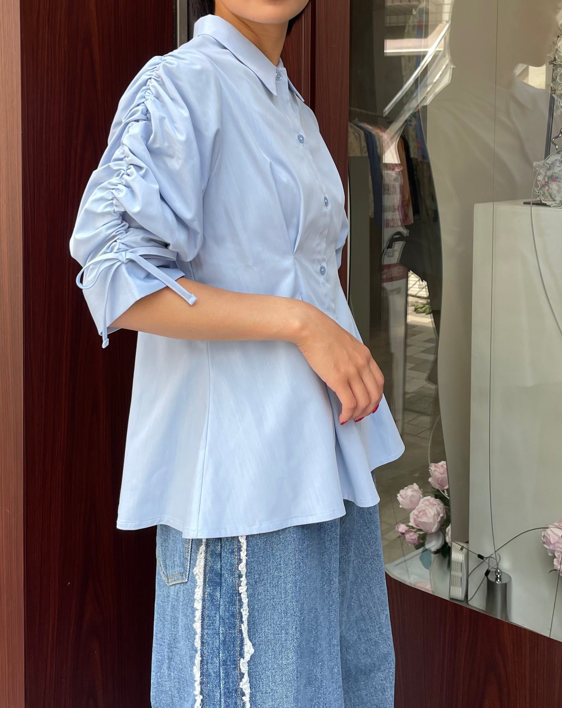 CANDY PUFF SLEEVE SHIRT（BLUE）