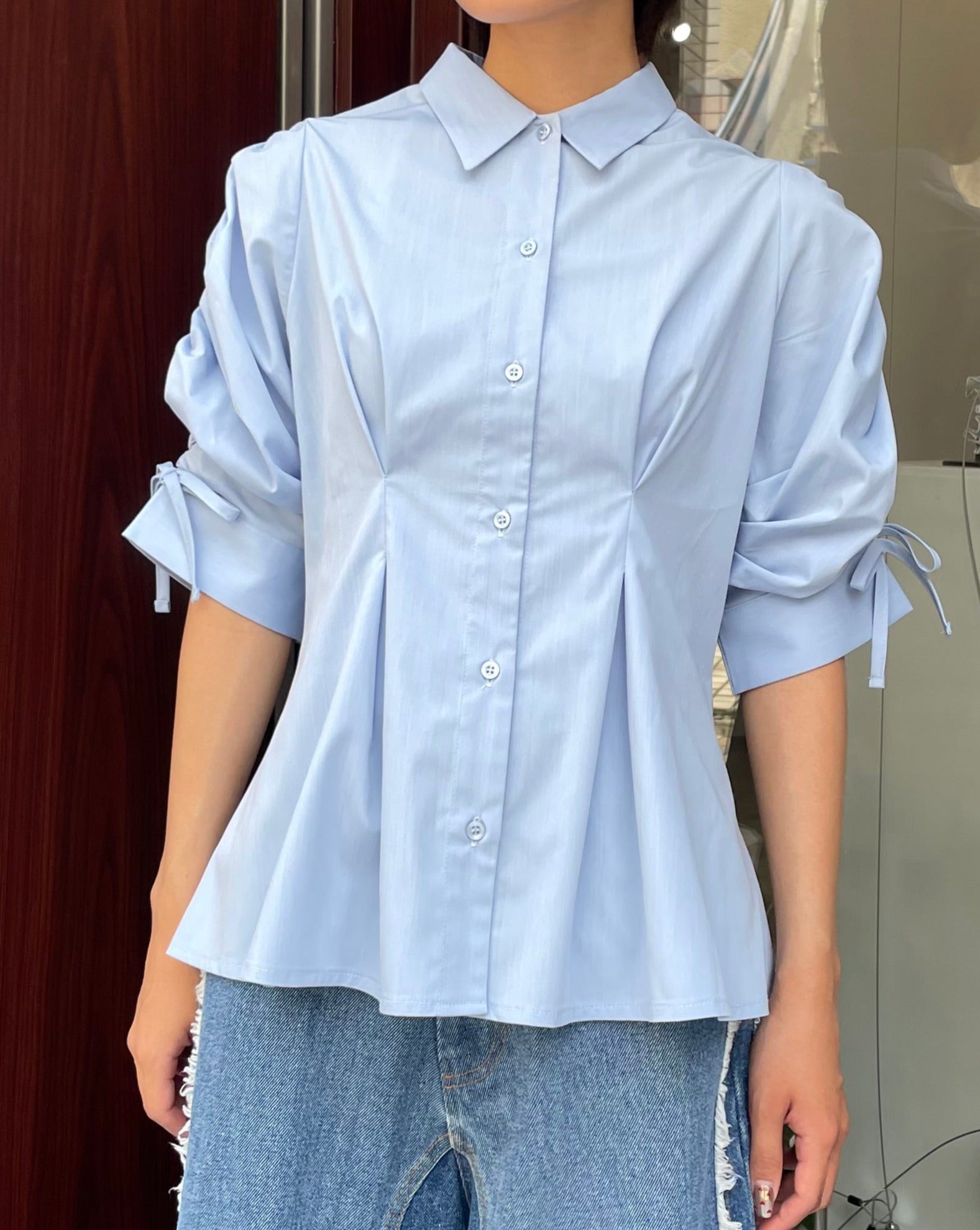 CANDY PUFF SLEEVE SHIRT（BLUE）
