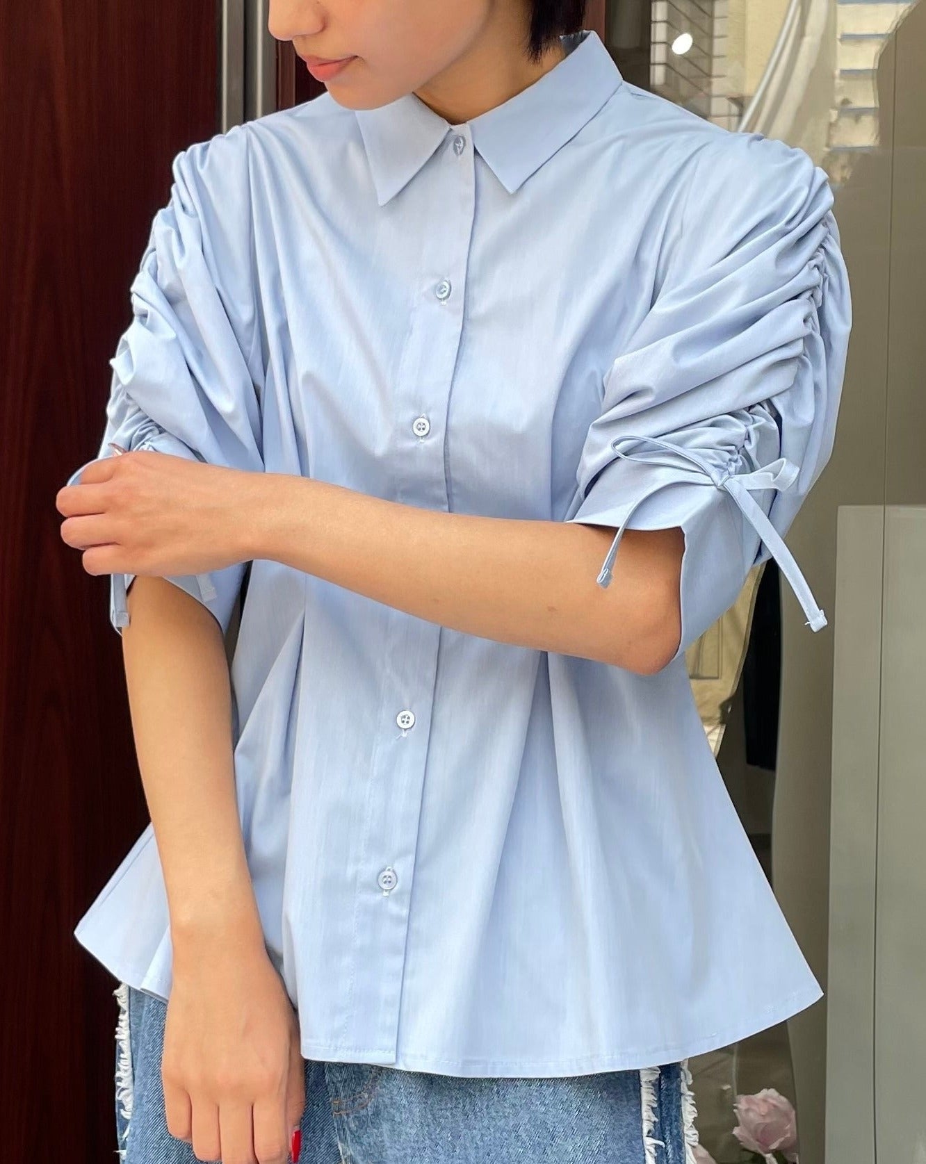 CANDY PUFF SLEEVE SHIRT（BLUE）