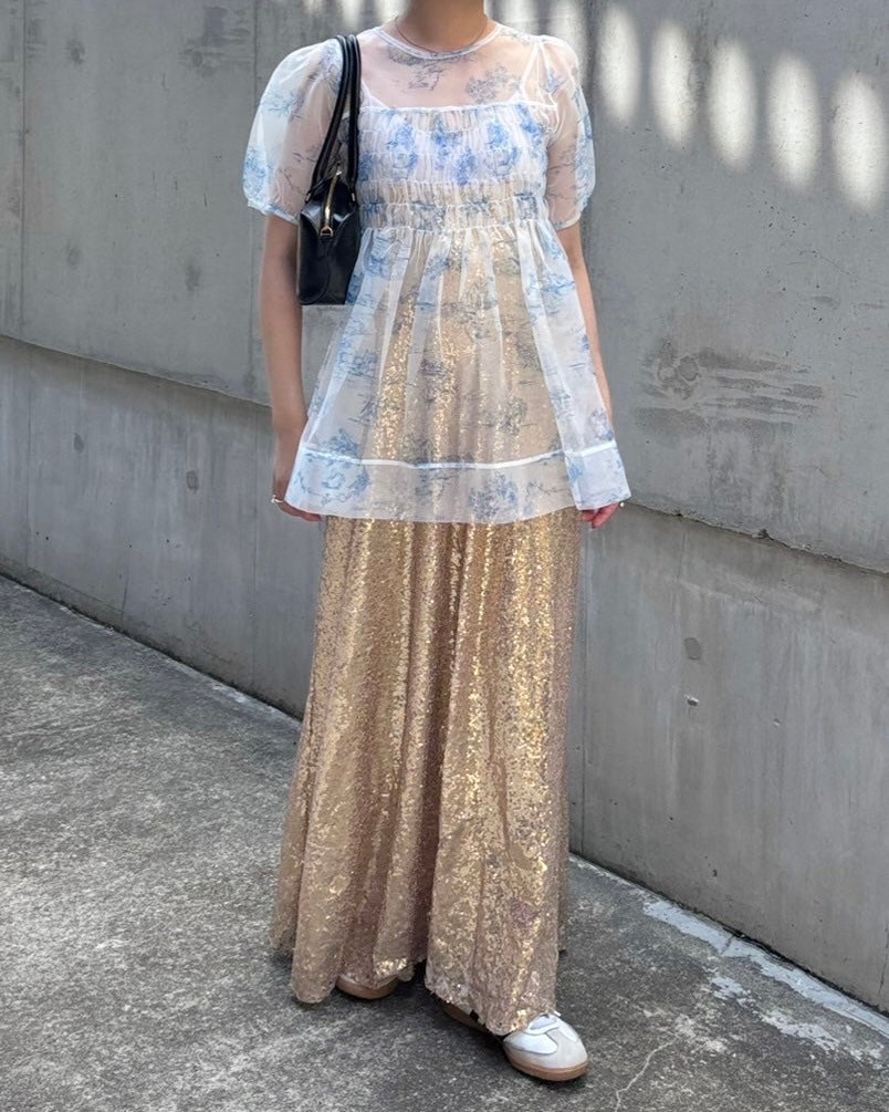 Toile de Jouy organdy shirring tunic