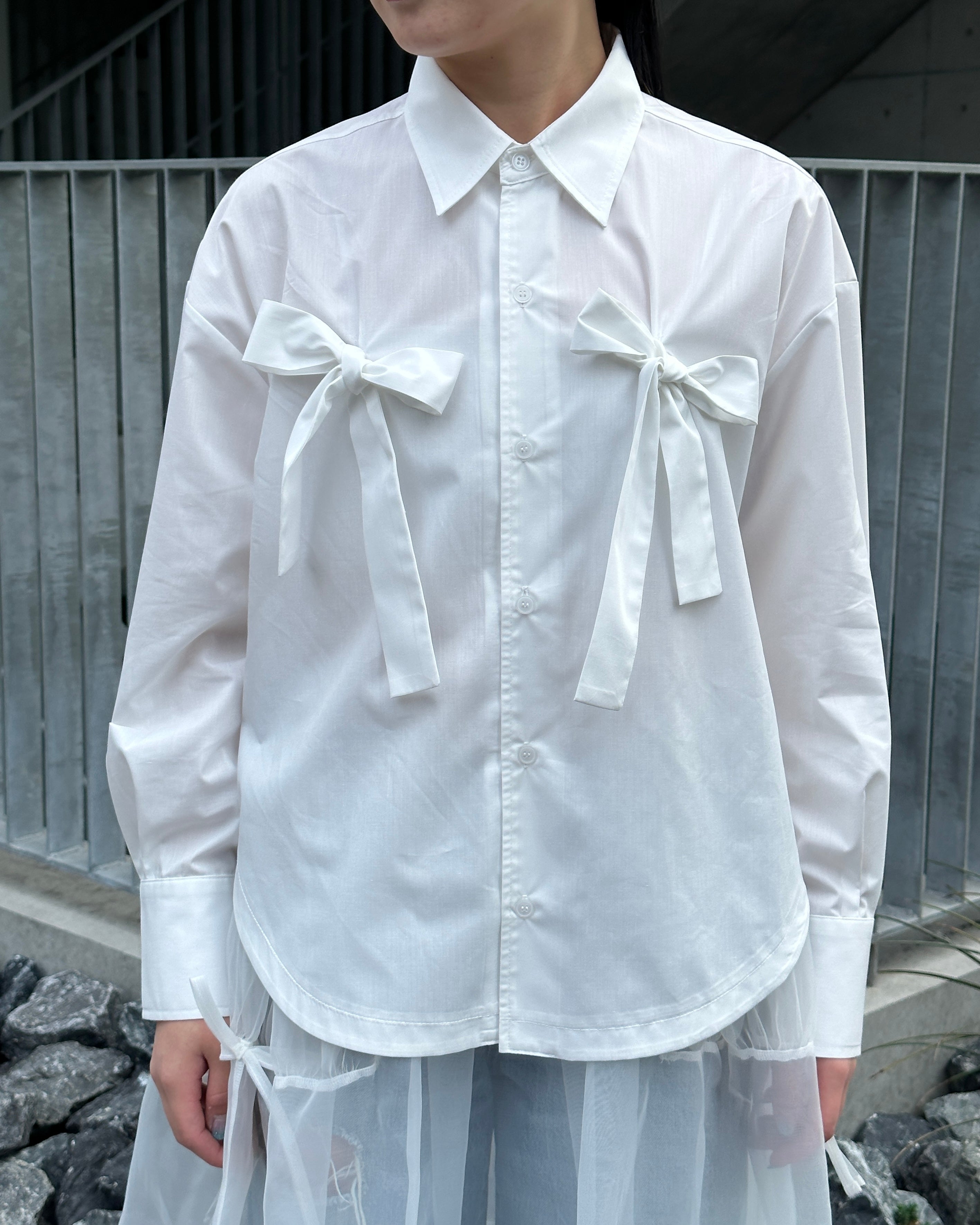 Double ribbon shirt (white)