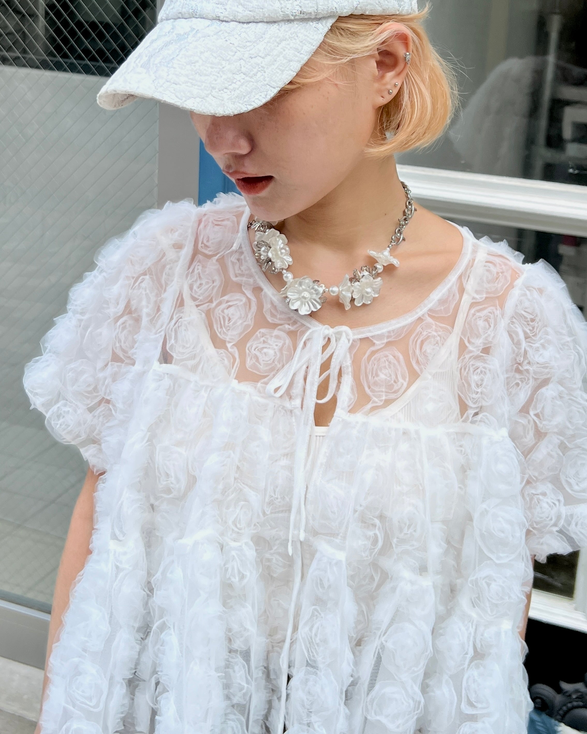 Flower tulle tiered bolero