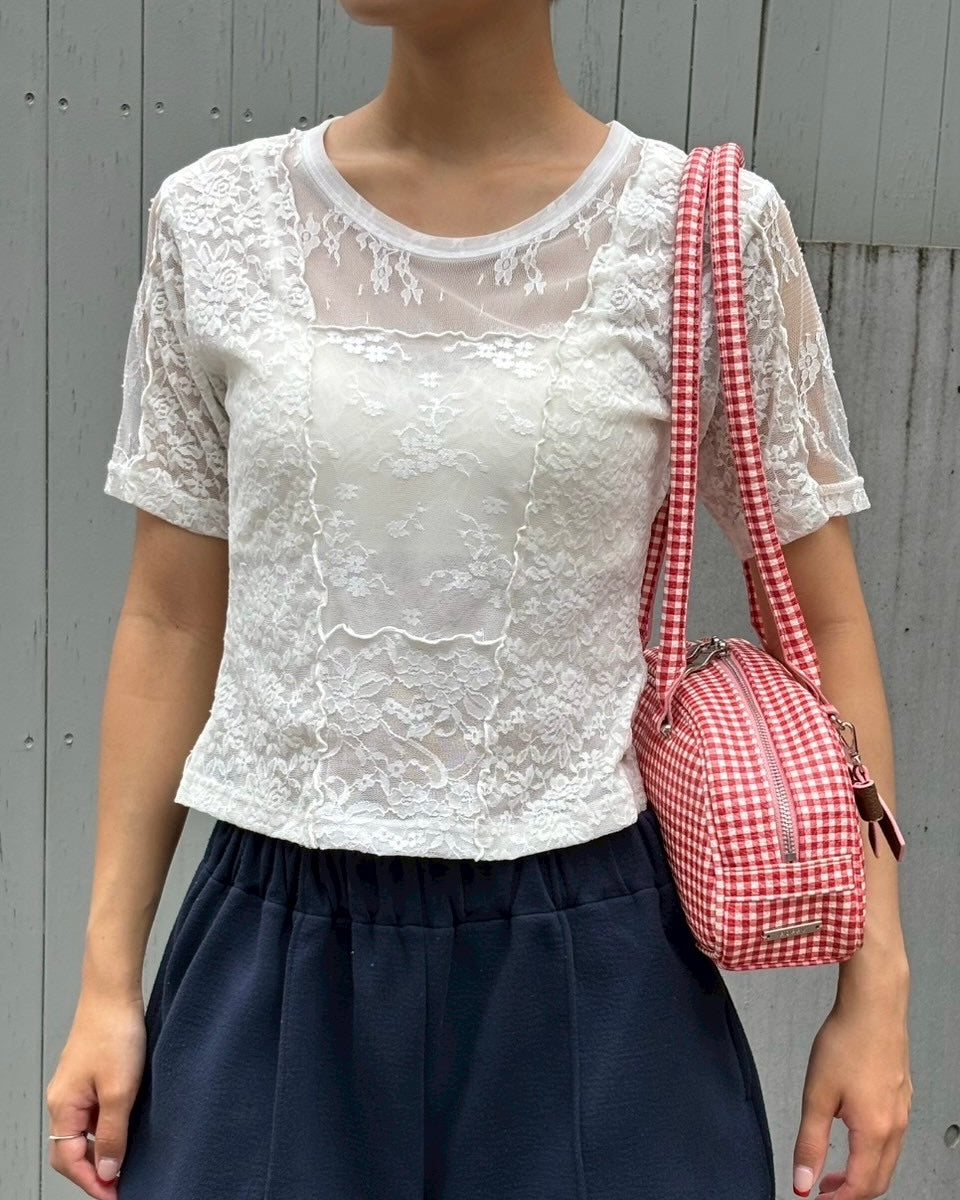 Lace patchwork tops