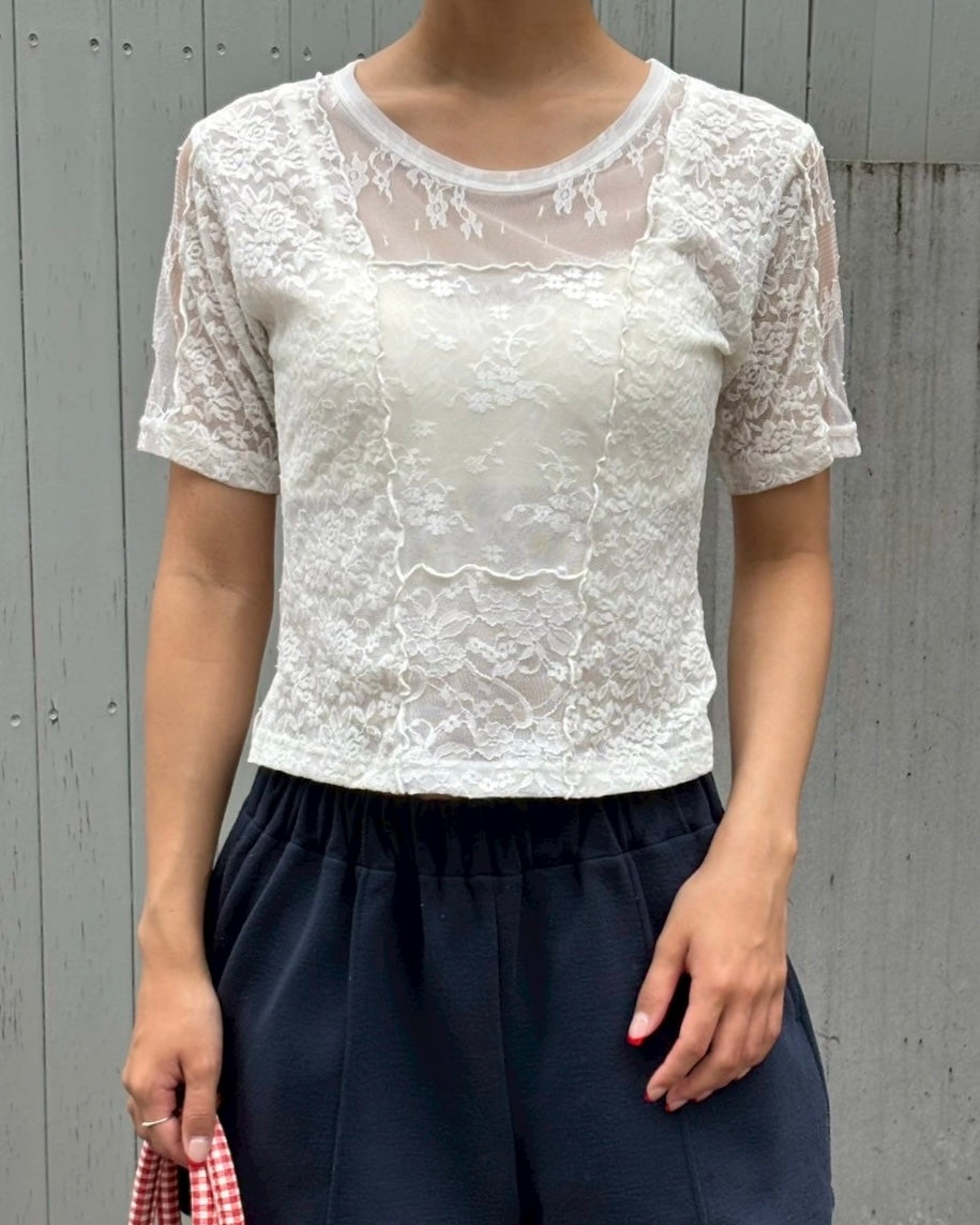 Lace patchwork tops