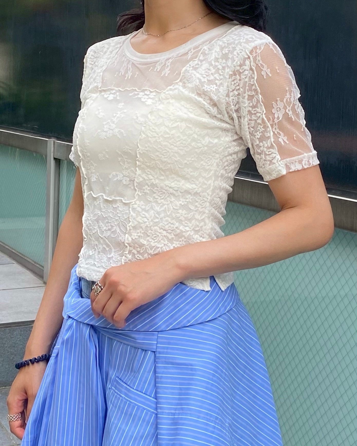 Lace patchwork tops