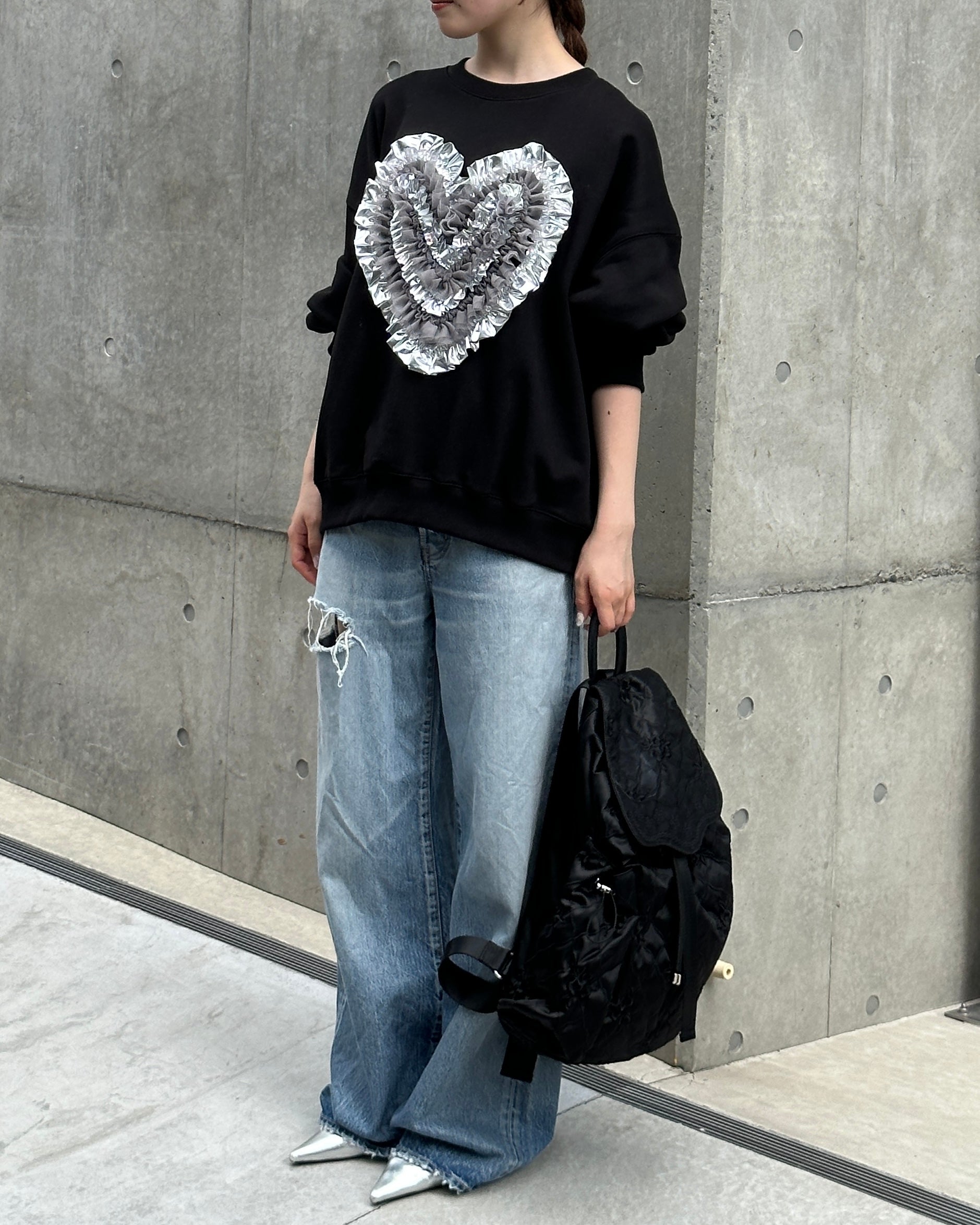 Heart tulle sweatshirt (black)