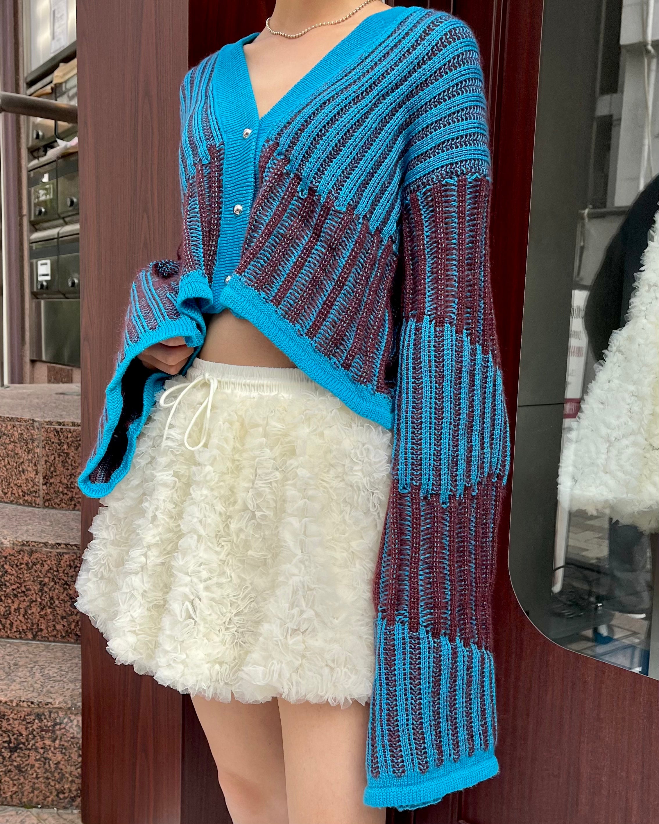 <b>Nadia Wire</b><br>wavy wool cardigan / turquoise
