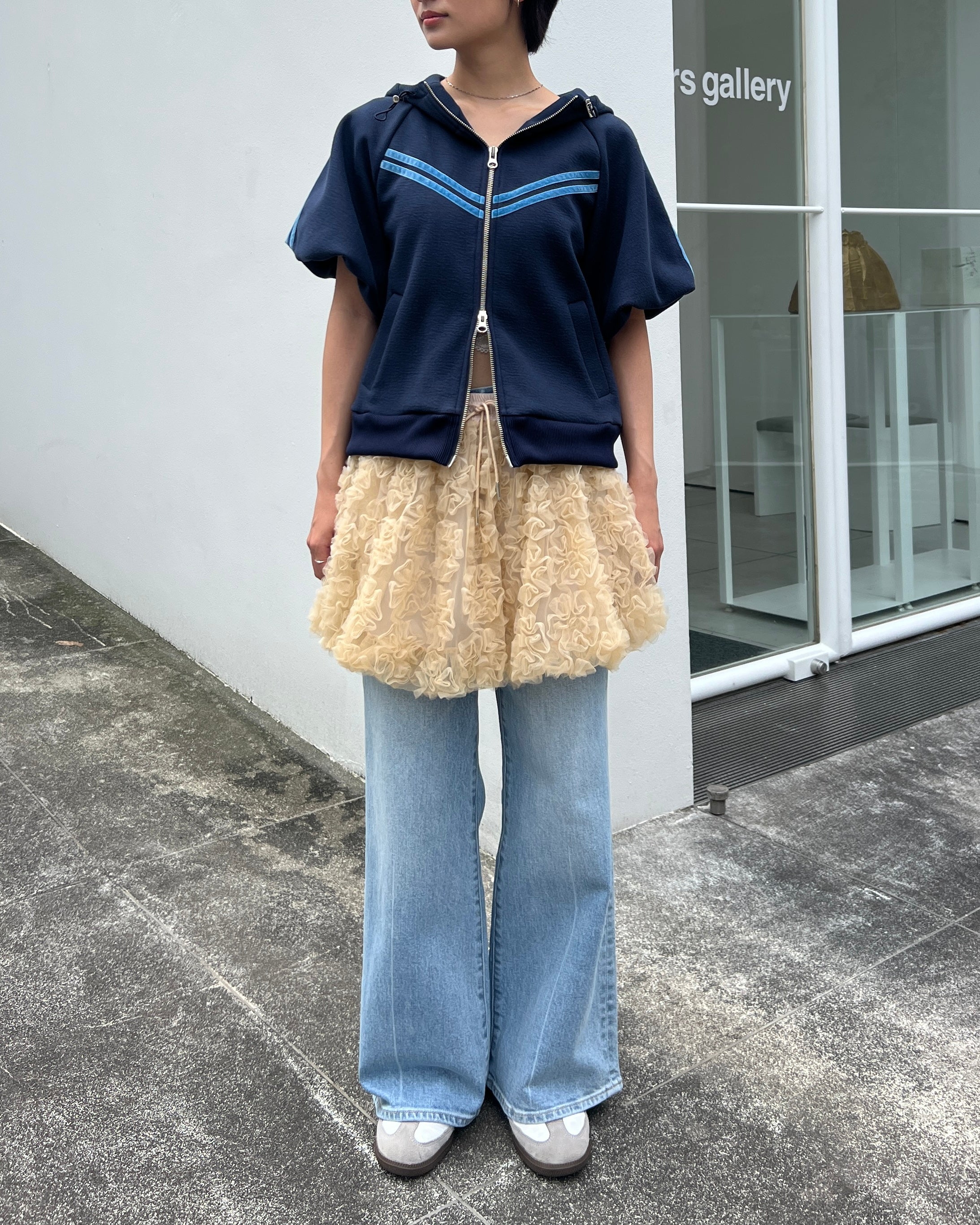 Flower tulle balloon mini skirt