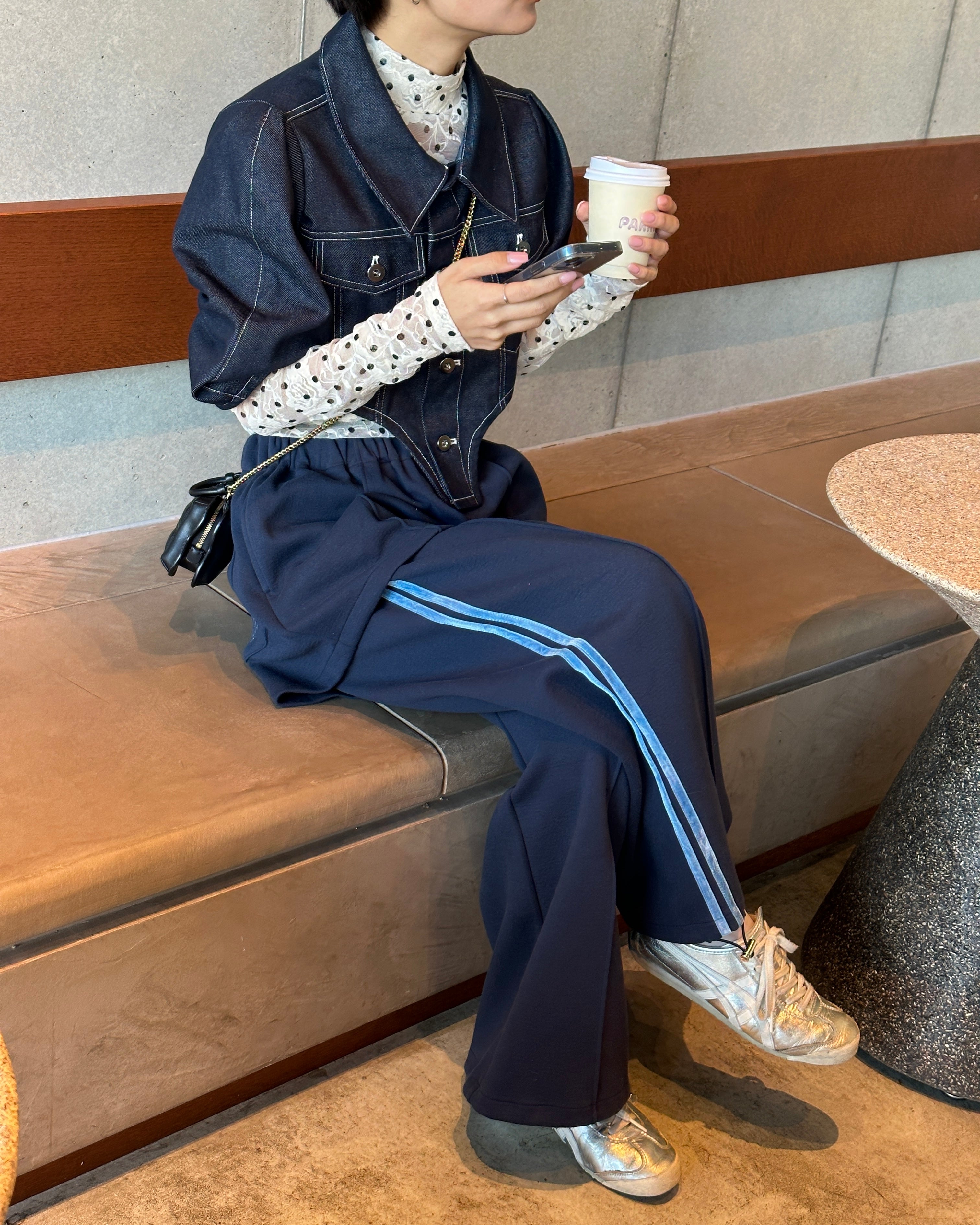 Dot lace see-through top (high neck)