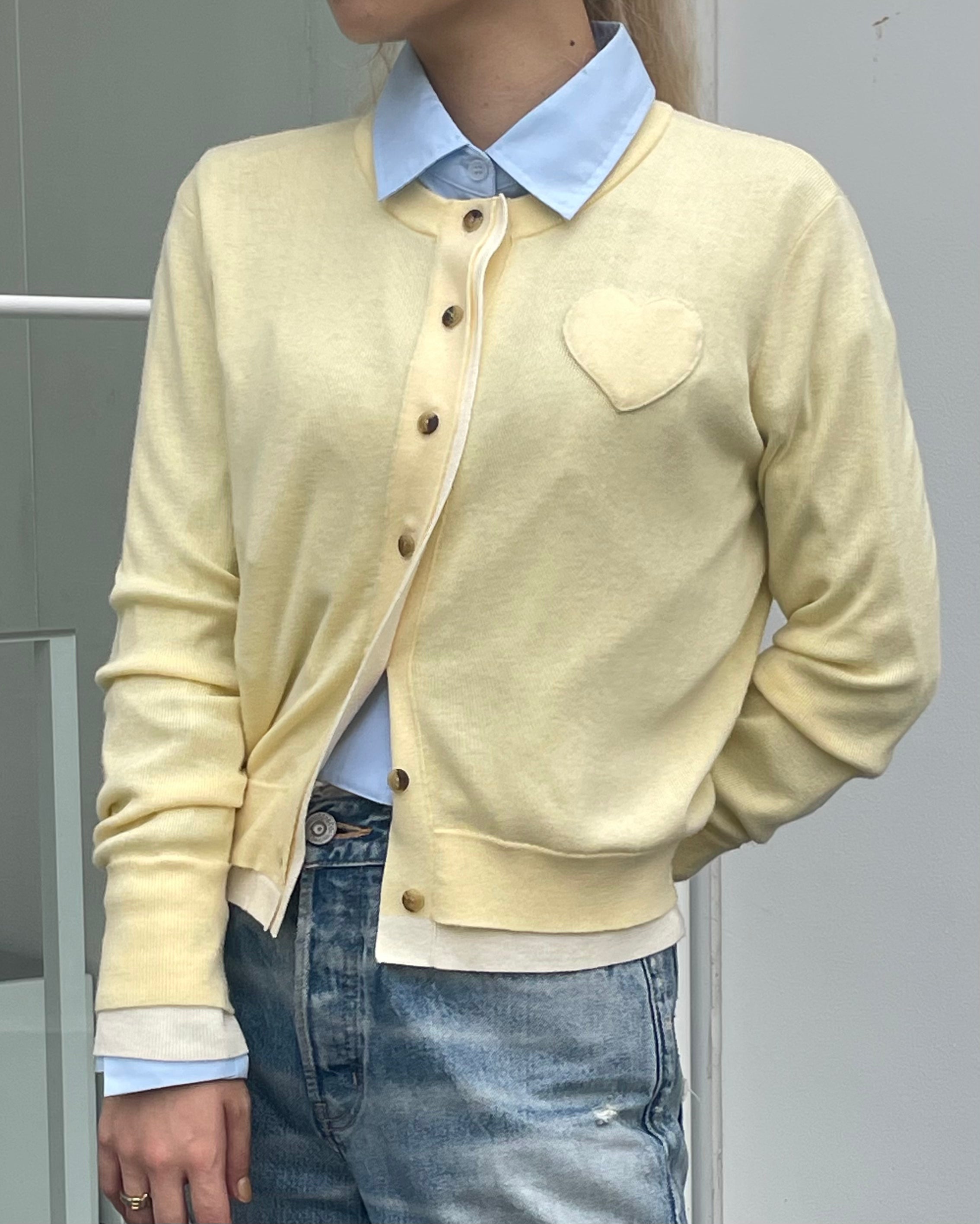 Layered design heart cardigan