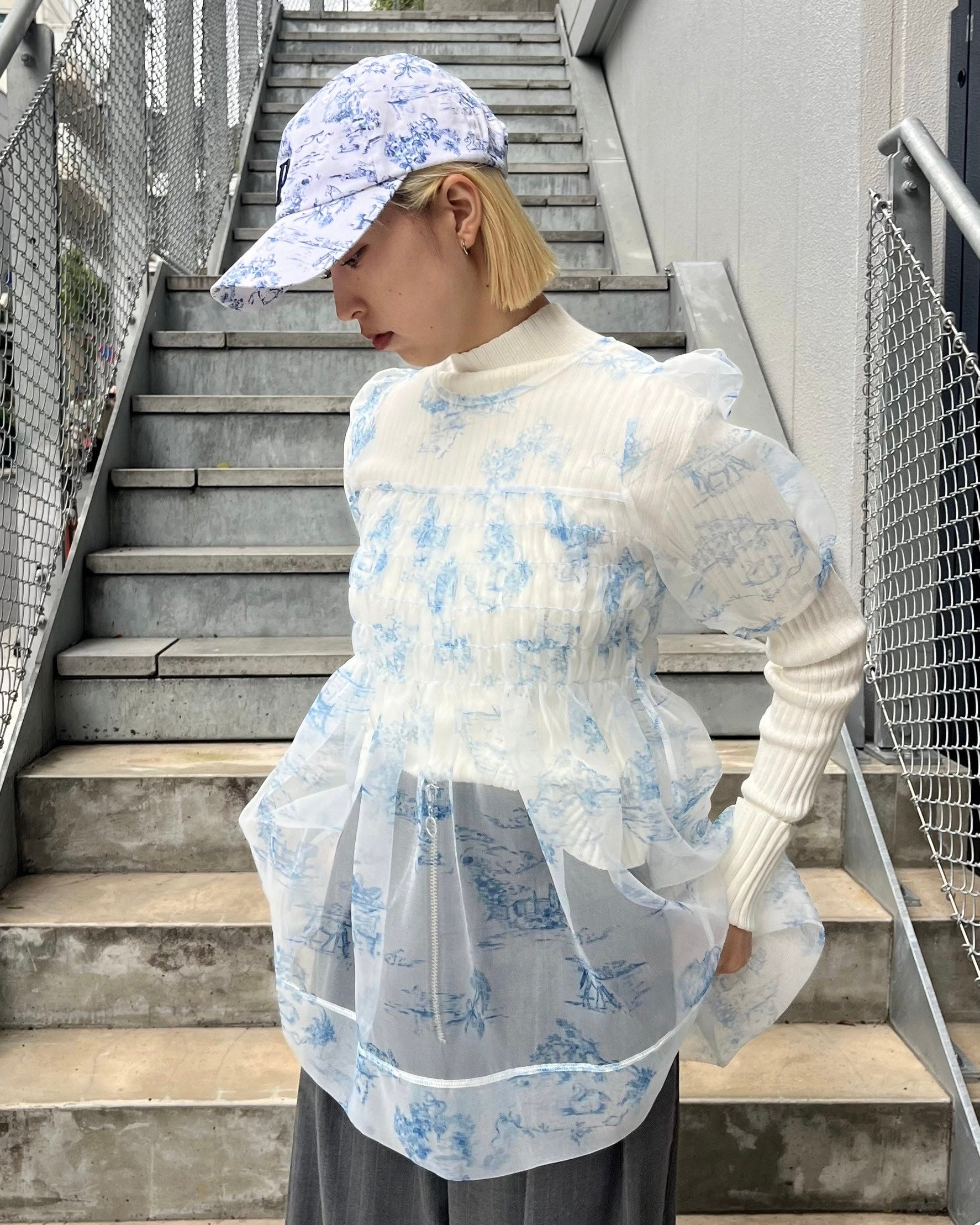 Toile de Jouy organdy shirring tunic
