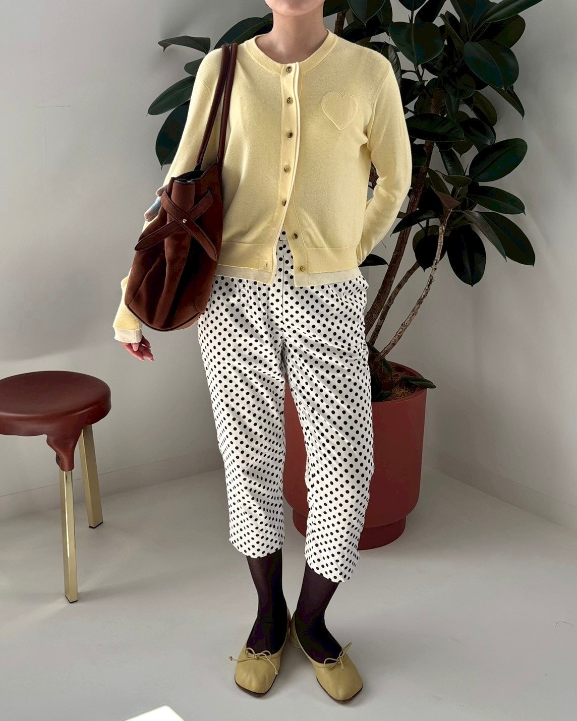 Layered design heart cardigan