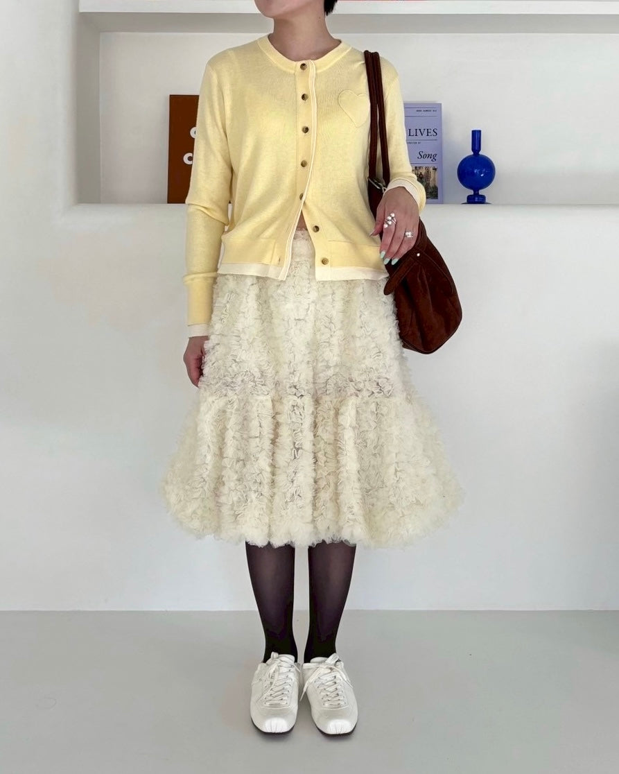 Layered design heart cardigan