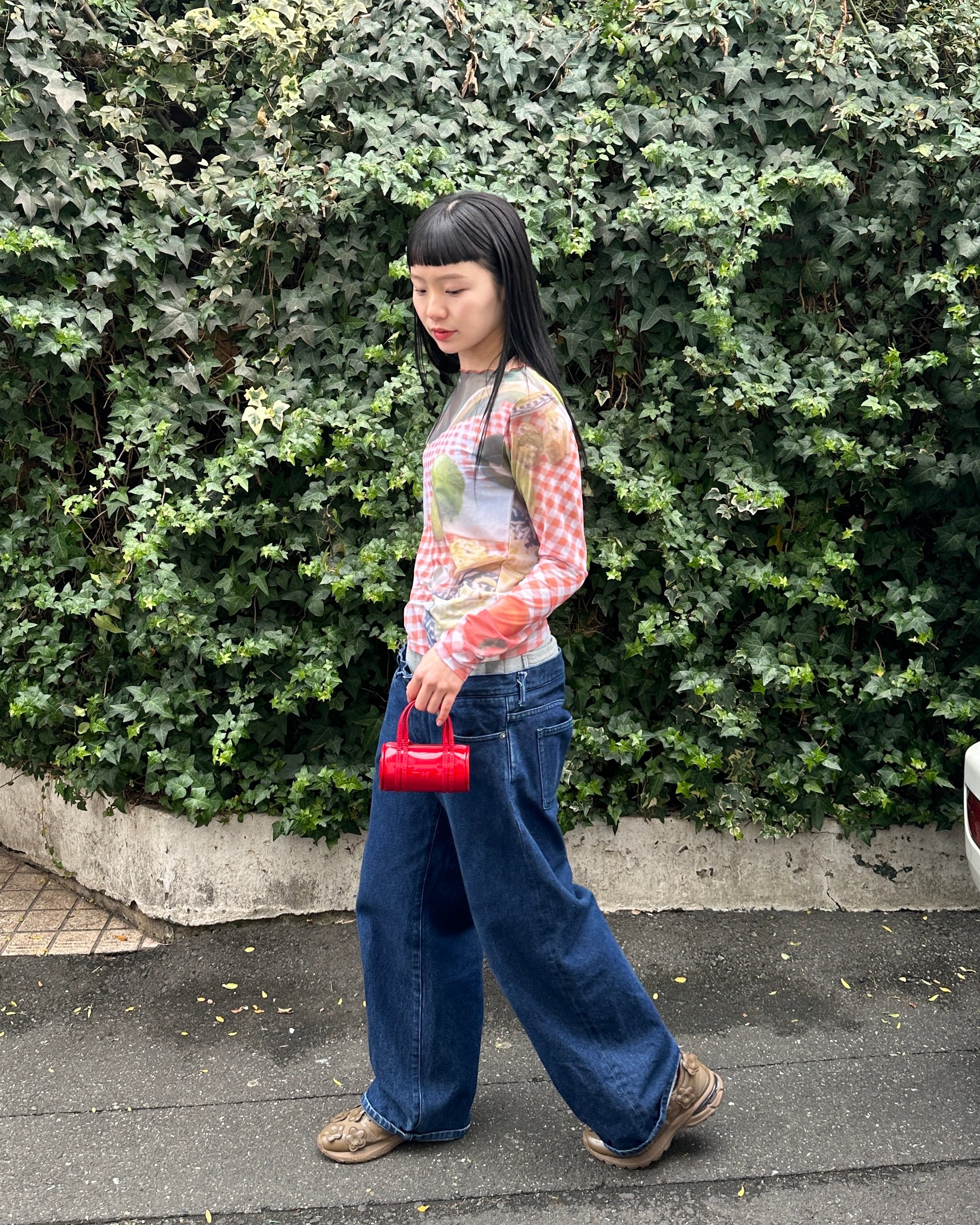 トップス POPPY PICNIC SEE-THROUGH TOPS ROUND NECK Picnic see-through tops (round neck)