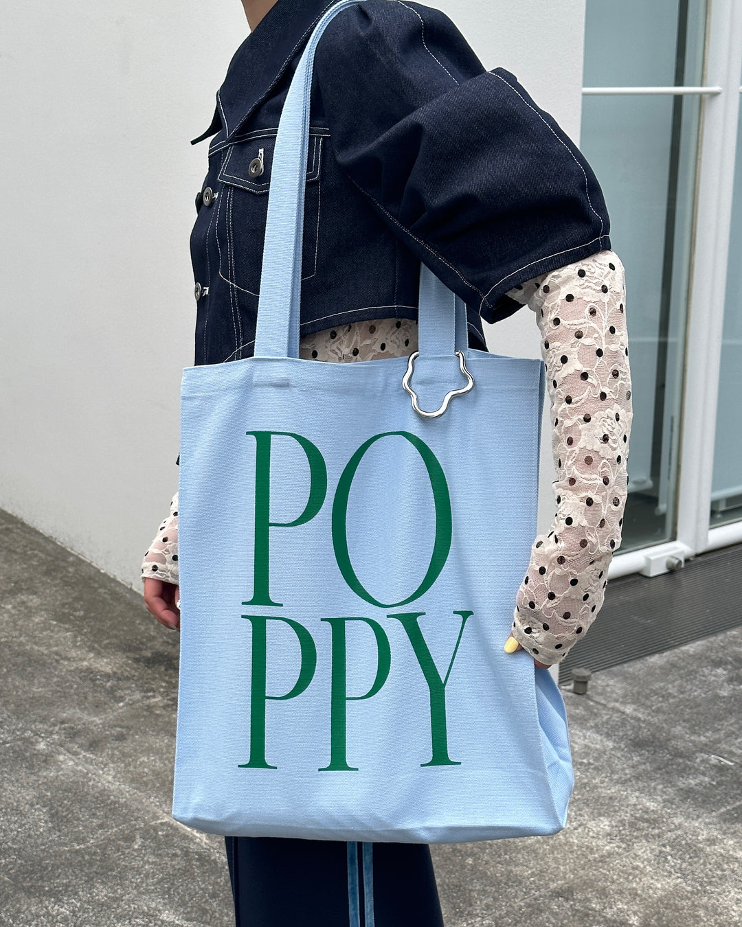 POPPY BLUE RIBBON TOTE BAG トートバッグ