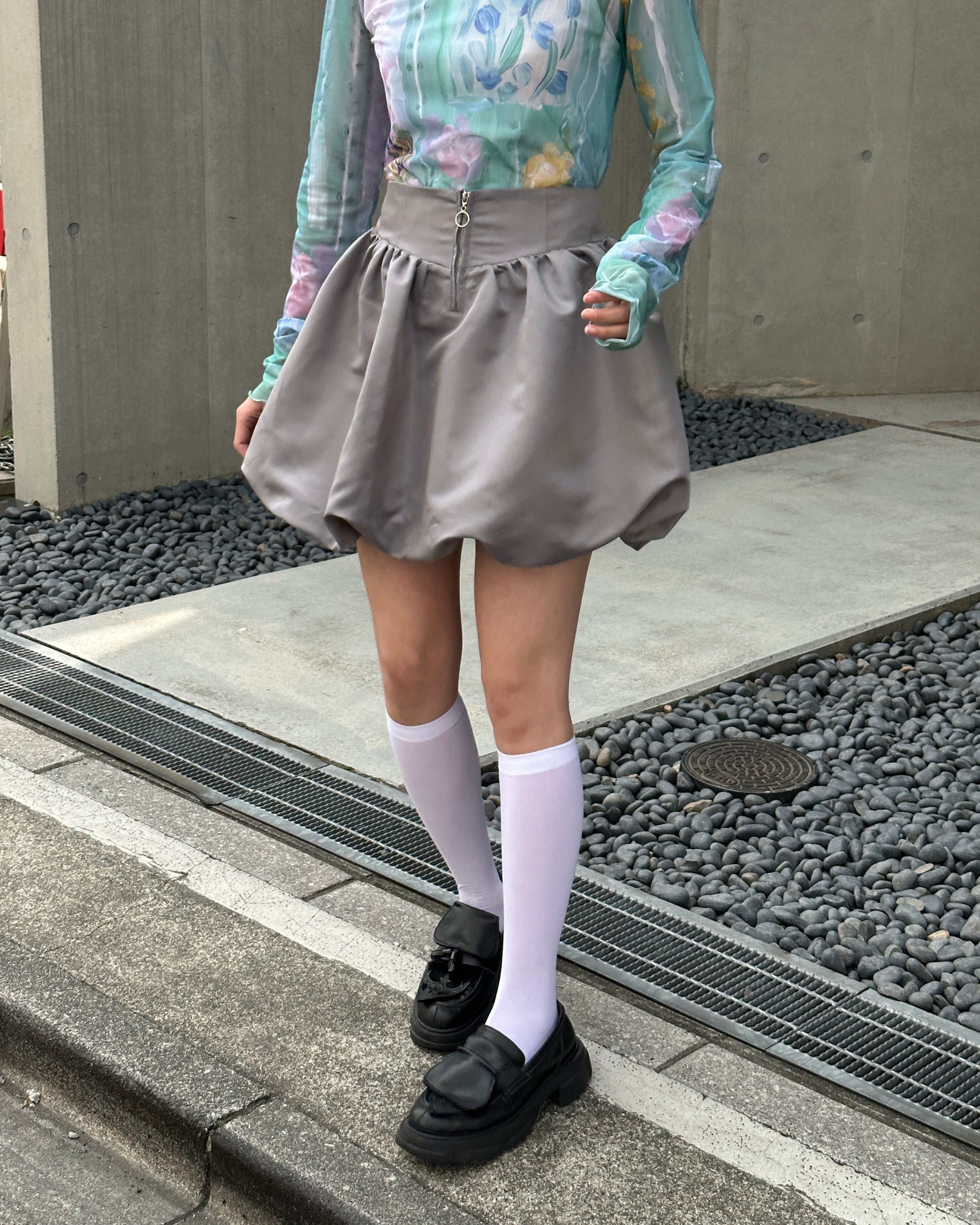 Corset balloon mini skirt (gray)