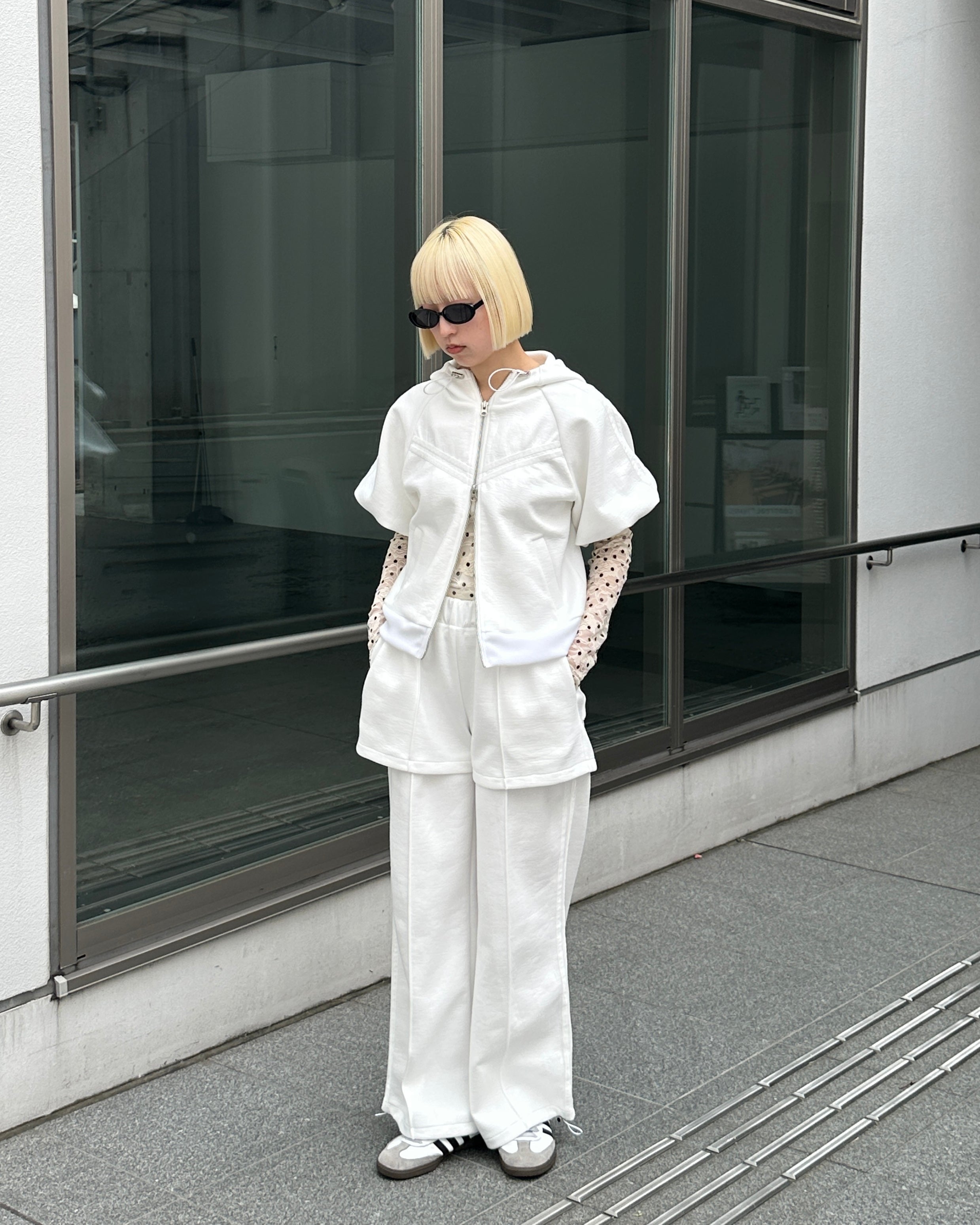 Layered-like bonding pants (white)