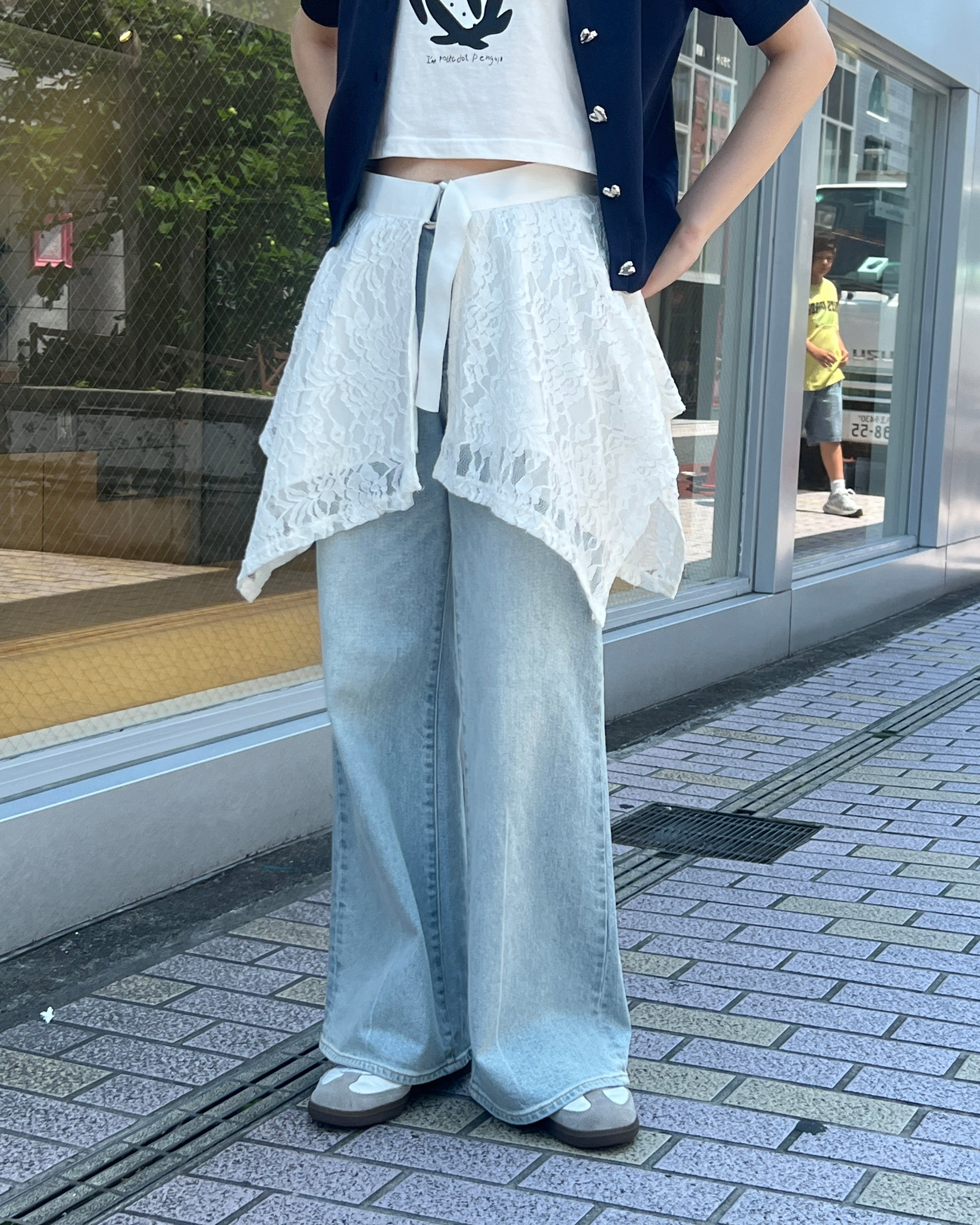 Lace draped wrap skirt