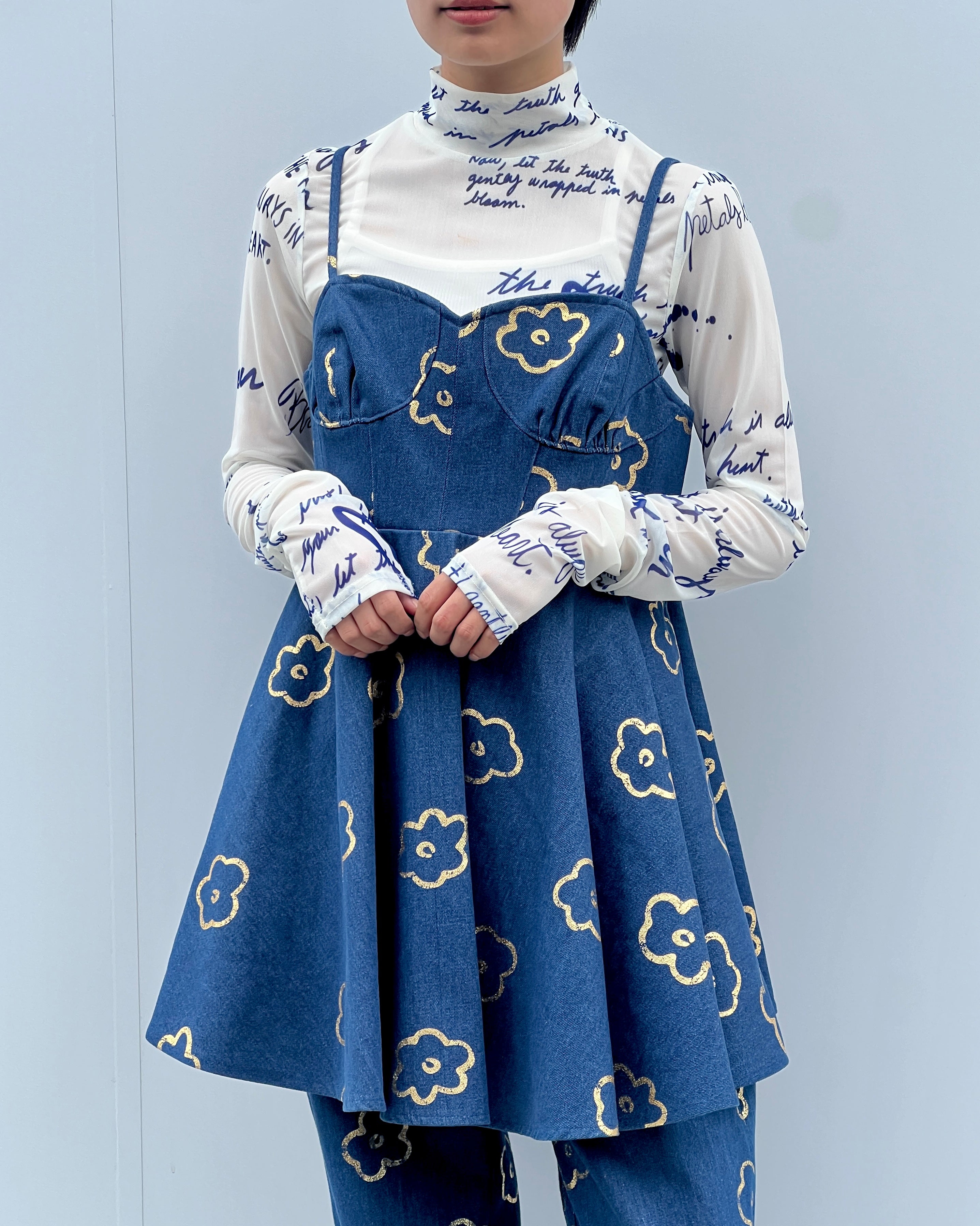 poppy ゴブランチュニック jacquard flare cami tunic (blue flower)