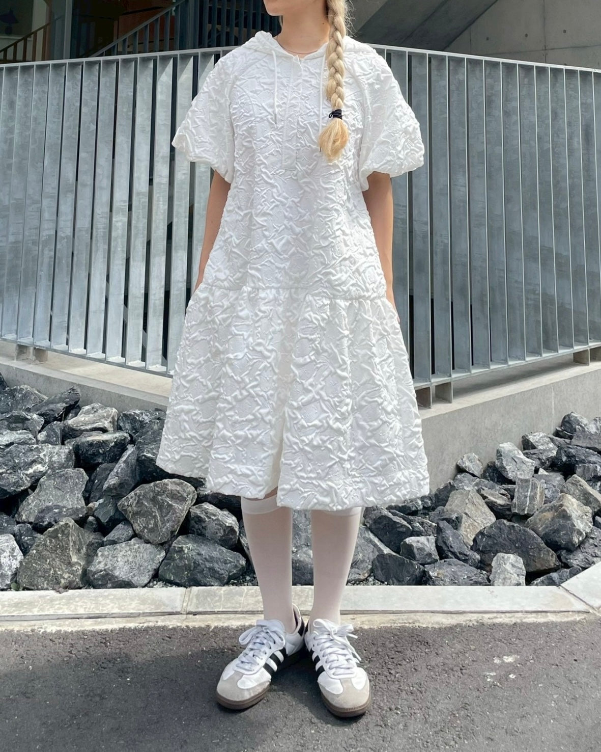 poppy ジャガードドレス flower jacquard off shoulder dress