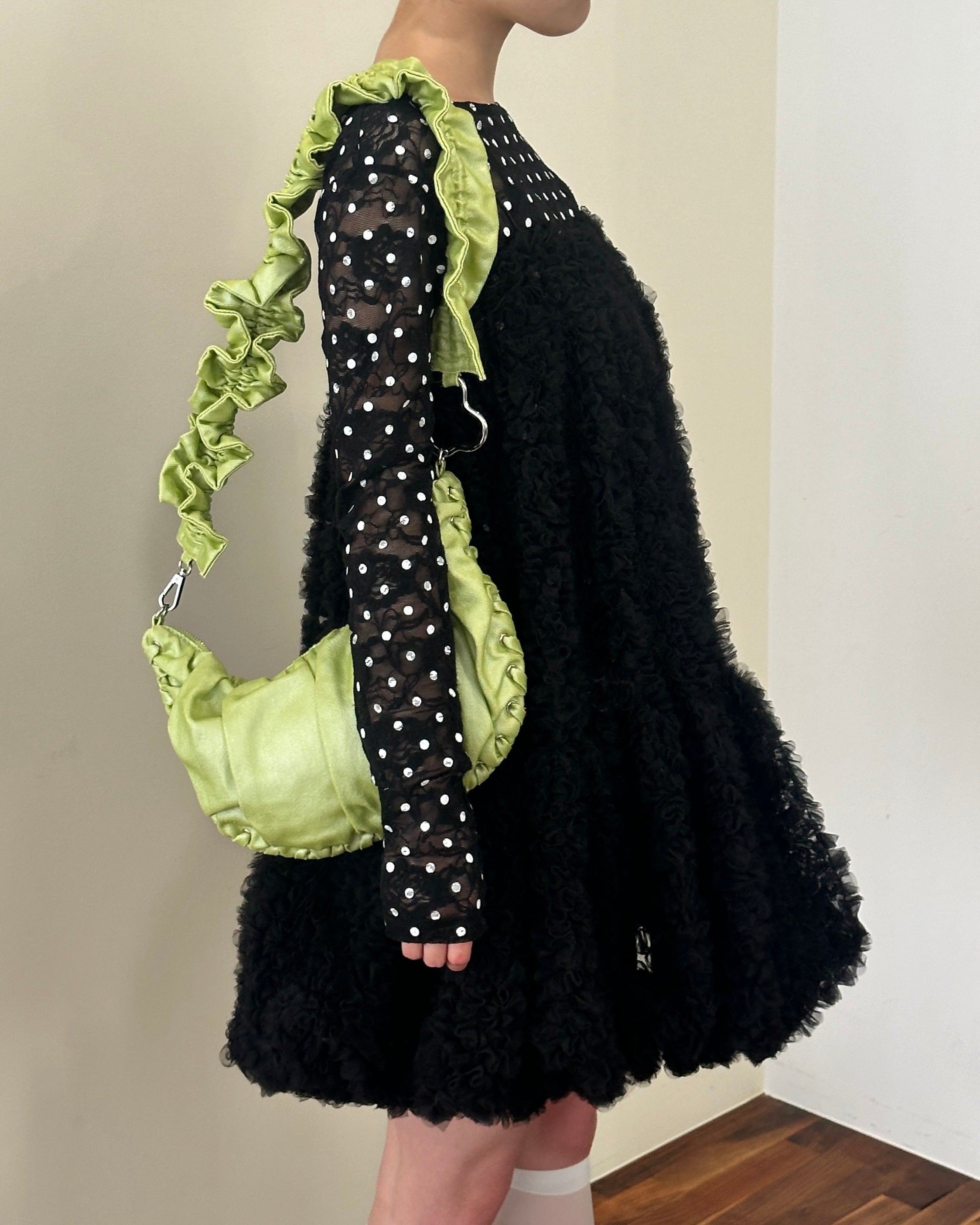 Half-moon gathered bag (green)