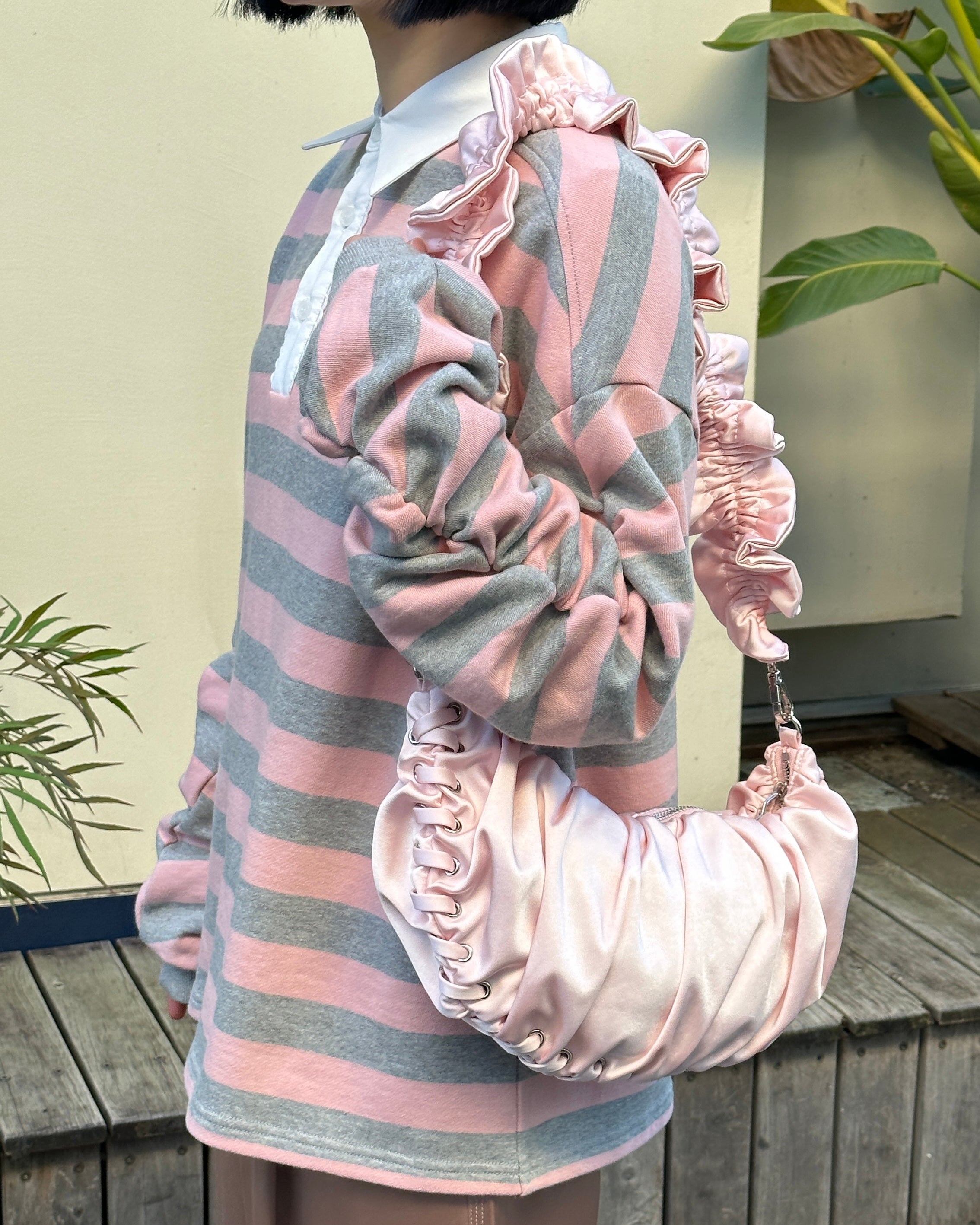 Half-moon gathered bag (pink)