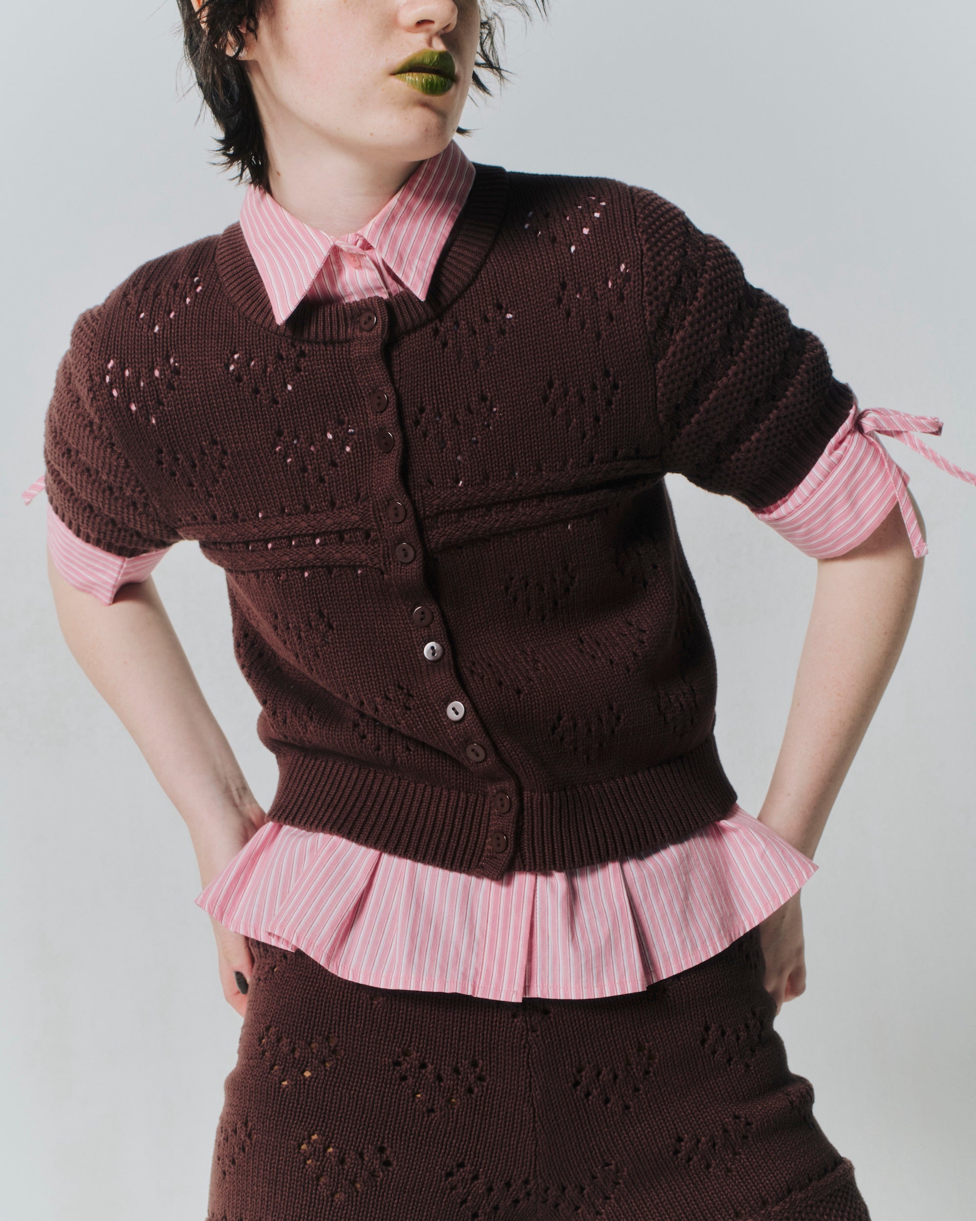 LOVE EYELET KNIT CARDIGAN