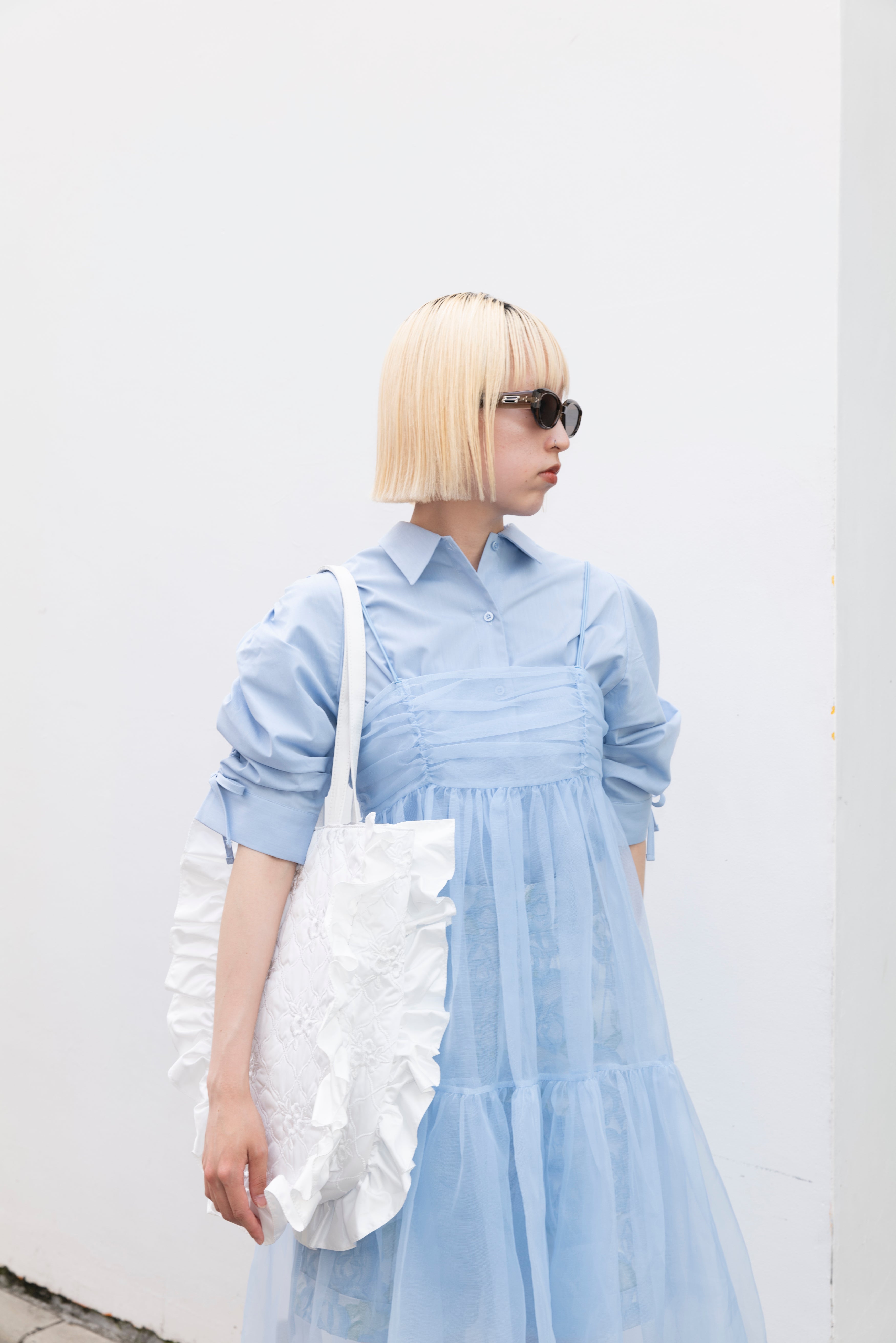 POPPY オーガンジーキャミドレス ベイビーブルー　ポピー organdy tiered cami dress (baby blue)