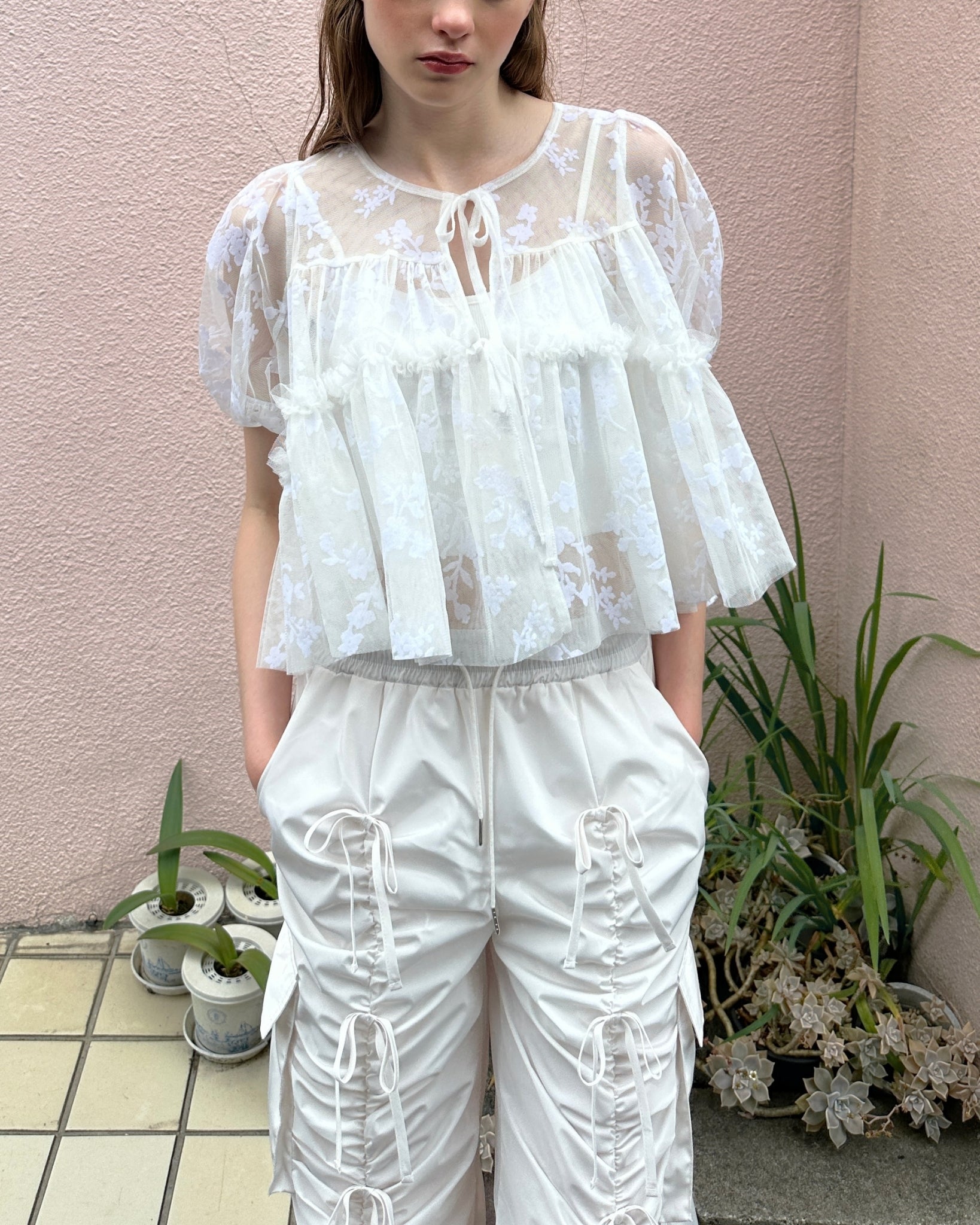 PUFF TIED BOLERO (FLOCKY WHITE)