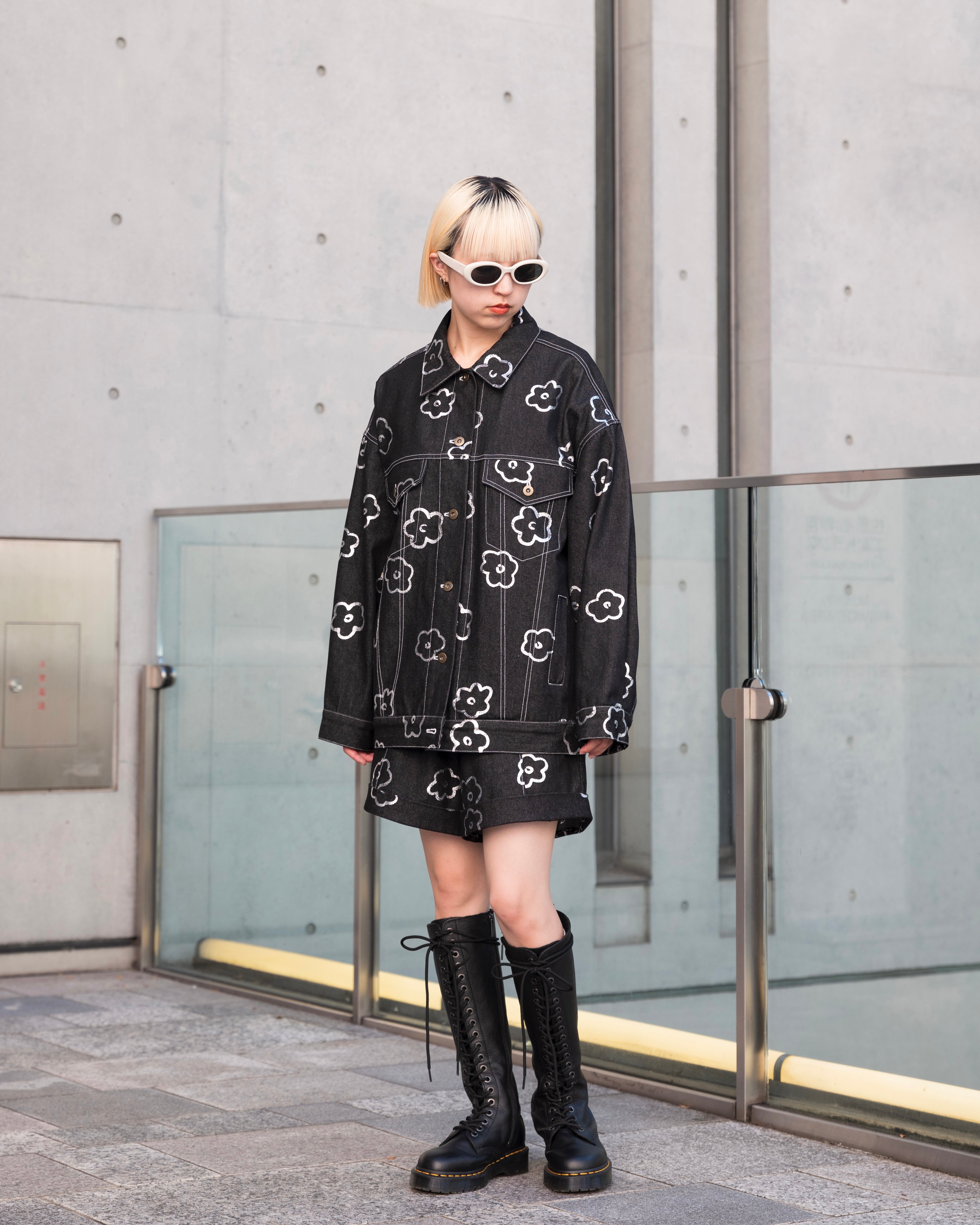 Silver flower denim jacket